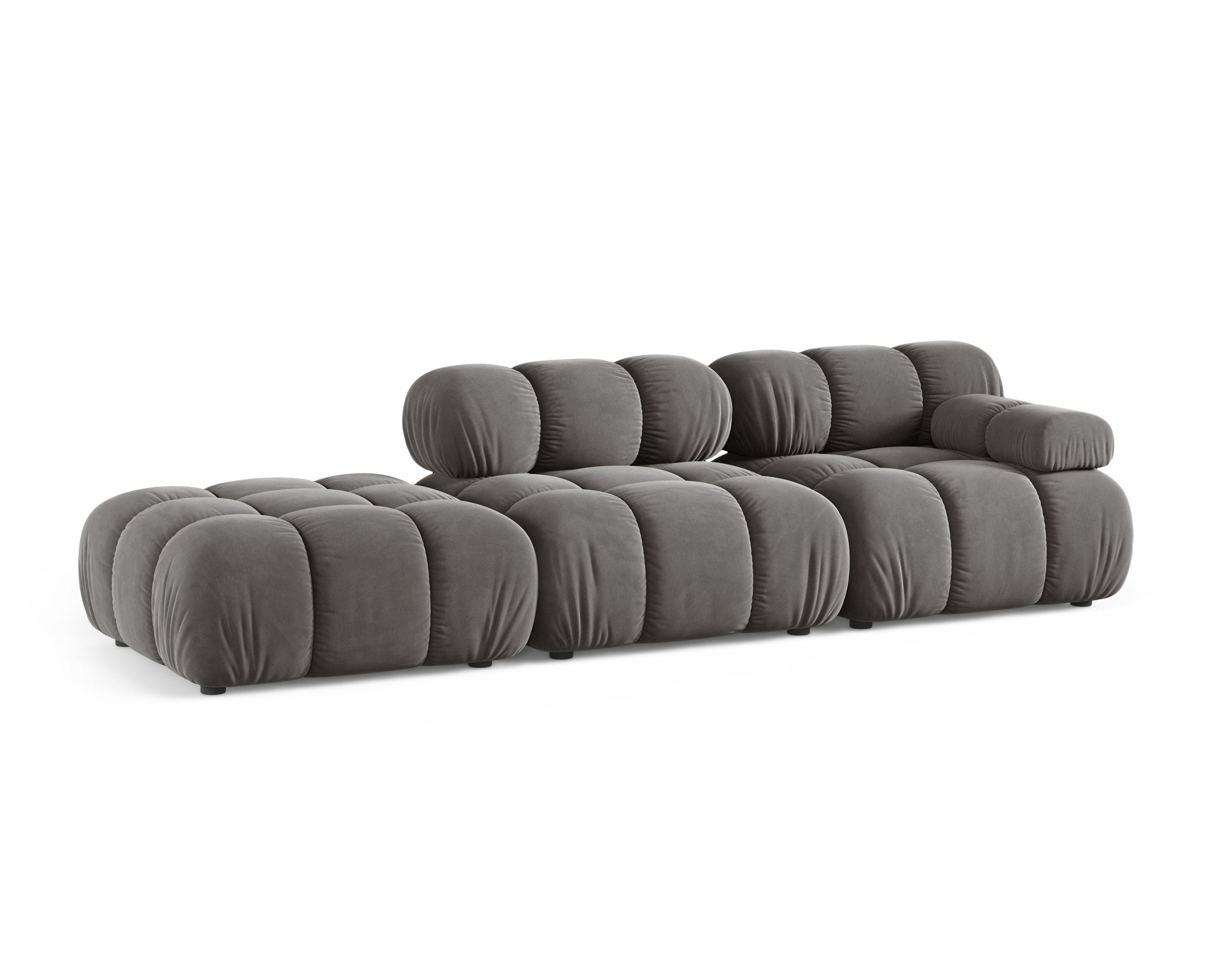 Modulares Sofa aus Samt, offene linke Variante BELLIS in Grau