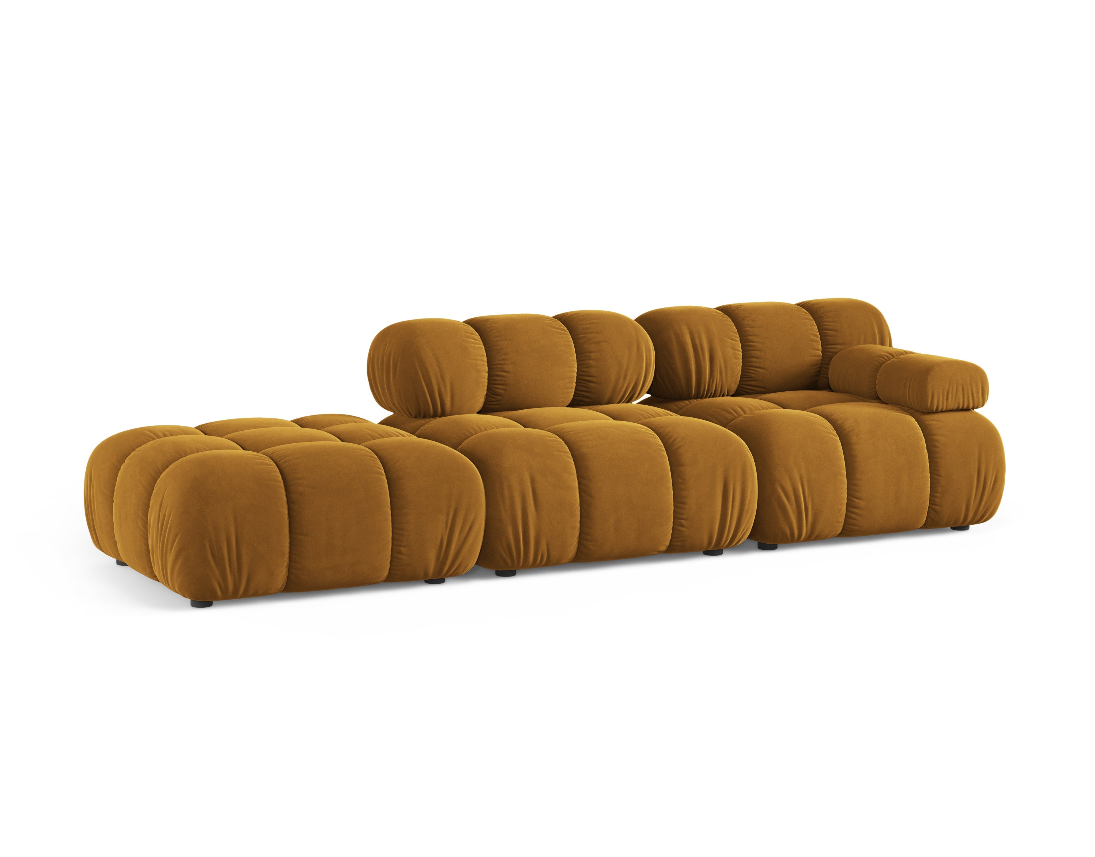 Modulares Sofa aus Samt, offene linke Variante BELLIS in Senfgelb