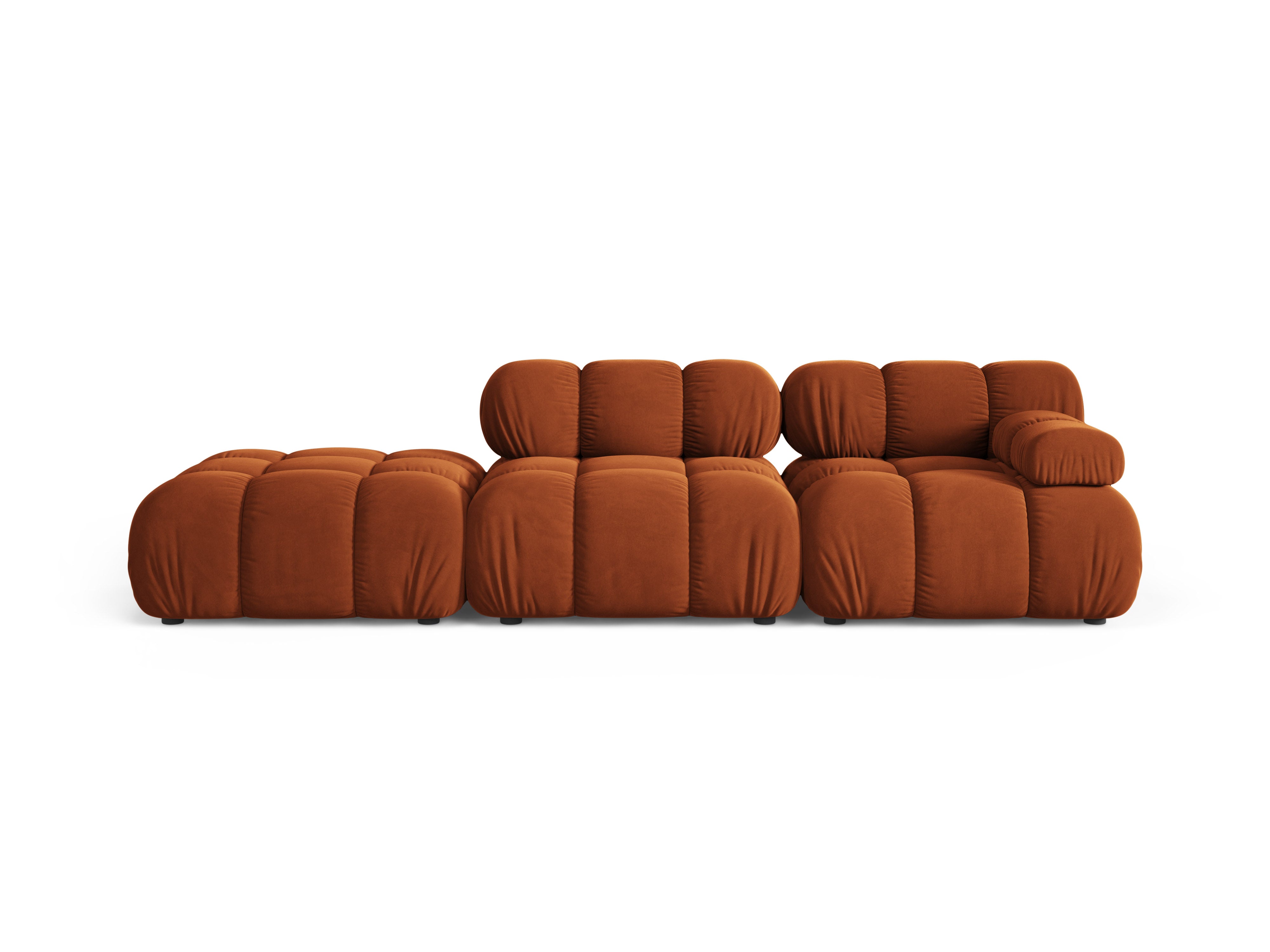Modulares Sofa aus Samt, offene linke Variante BELLIS, ziegelrot