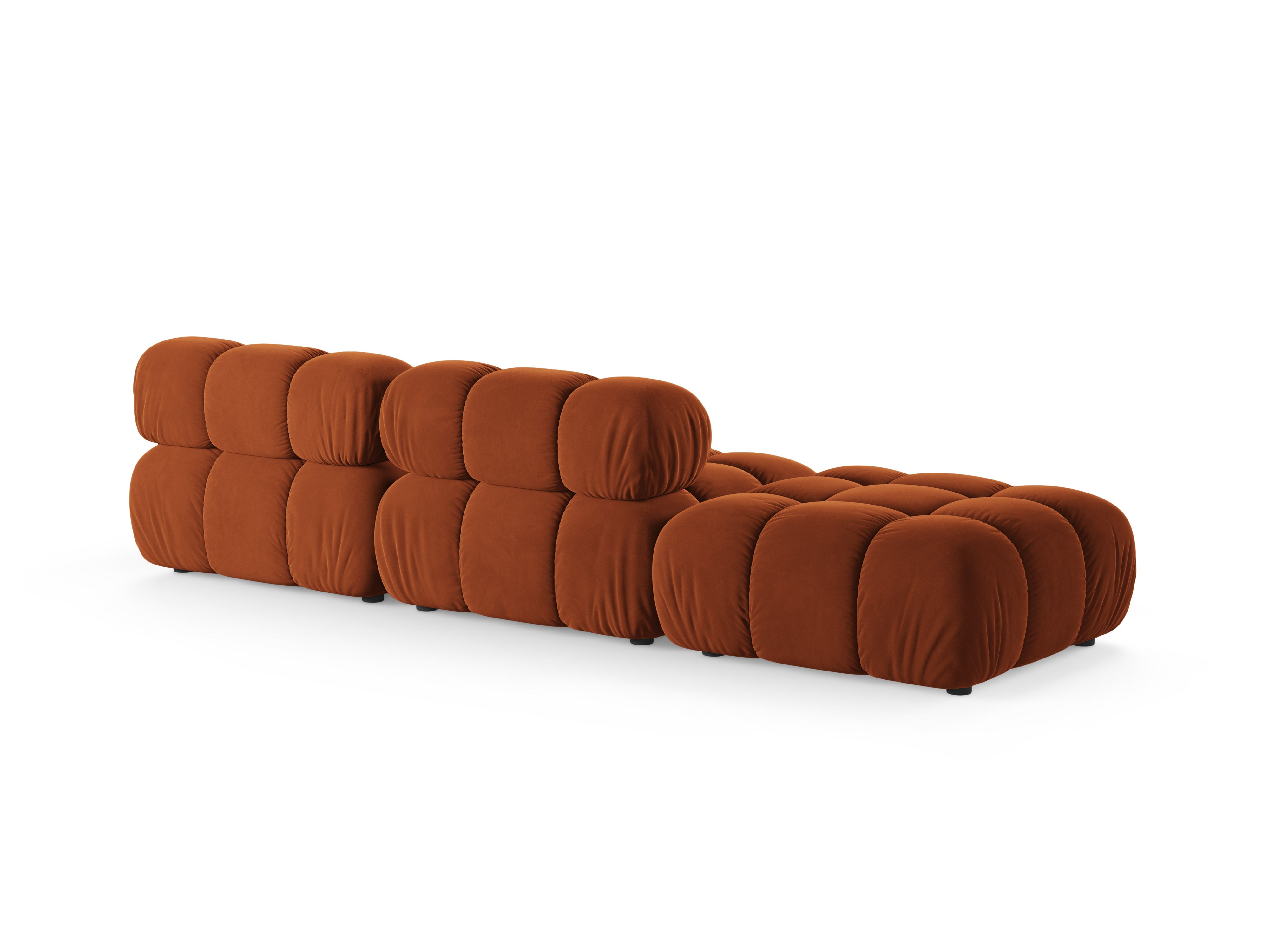 Modulares Sofa aus Samt, offene linke Variante BELLIS, ziegelrot