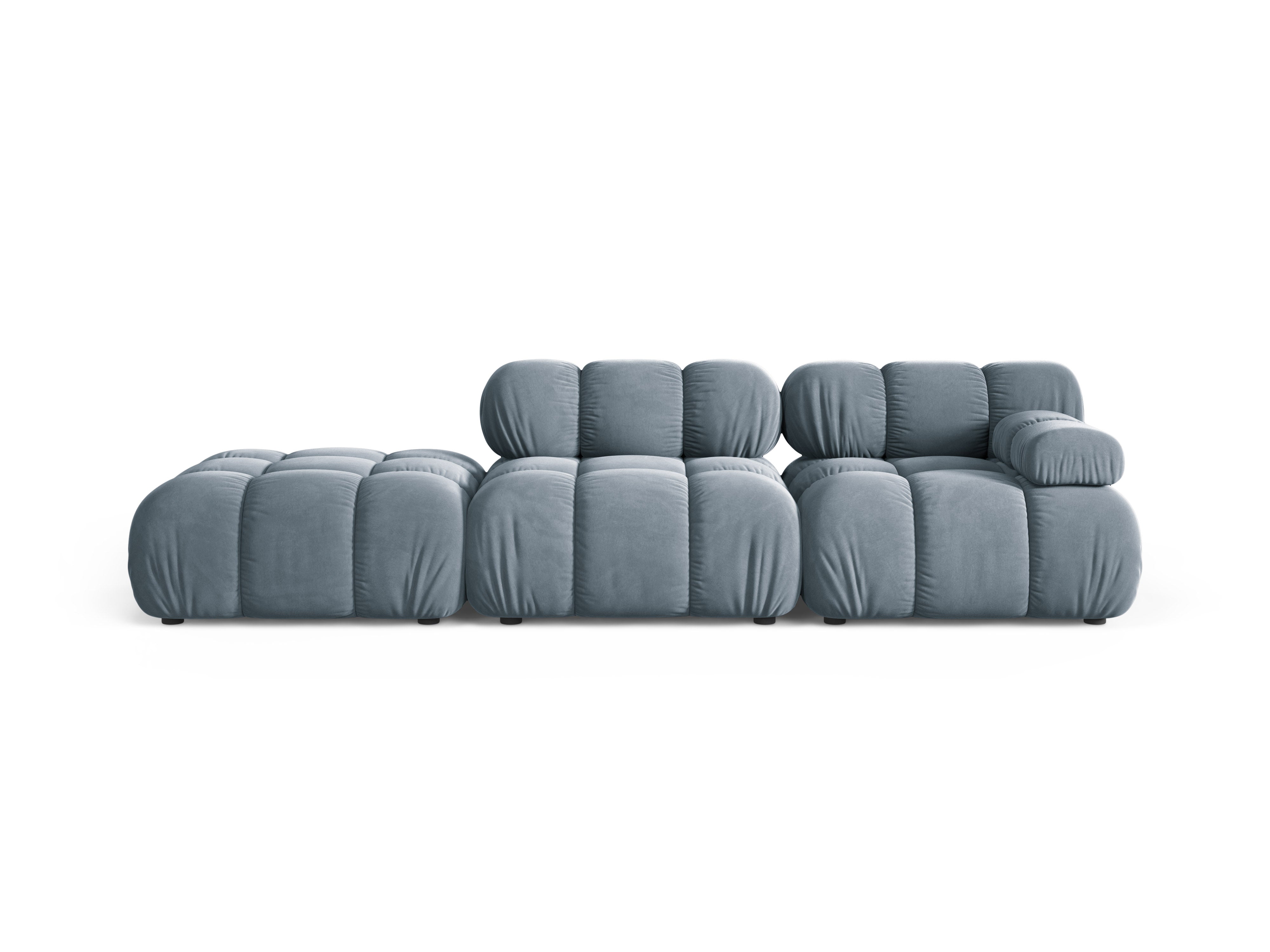 Modulares Samtsofa BELLIS in Blau, offen, linksseitig