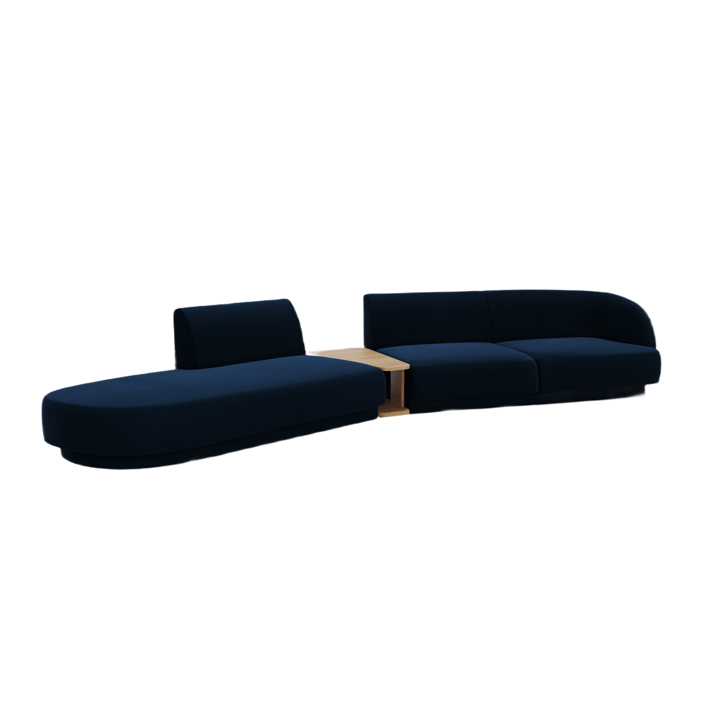 Modulares Sofa links mit Tisch, 4-sitzig, samt MILEY in königsblau