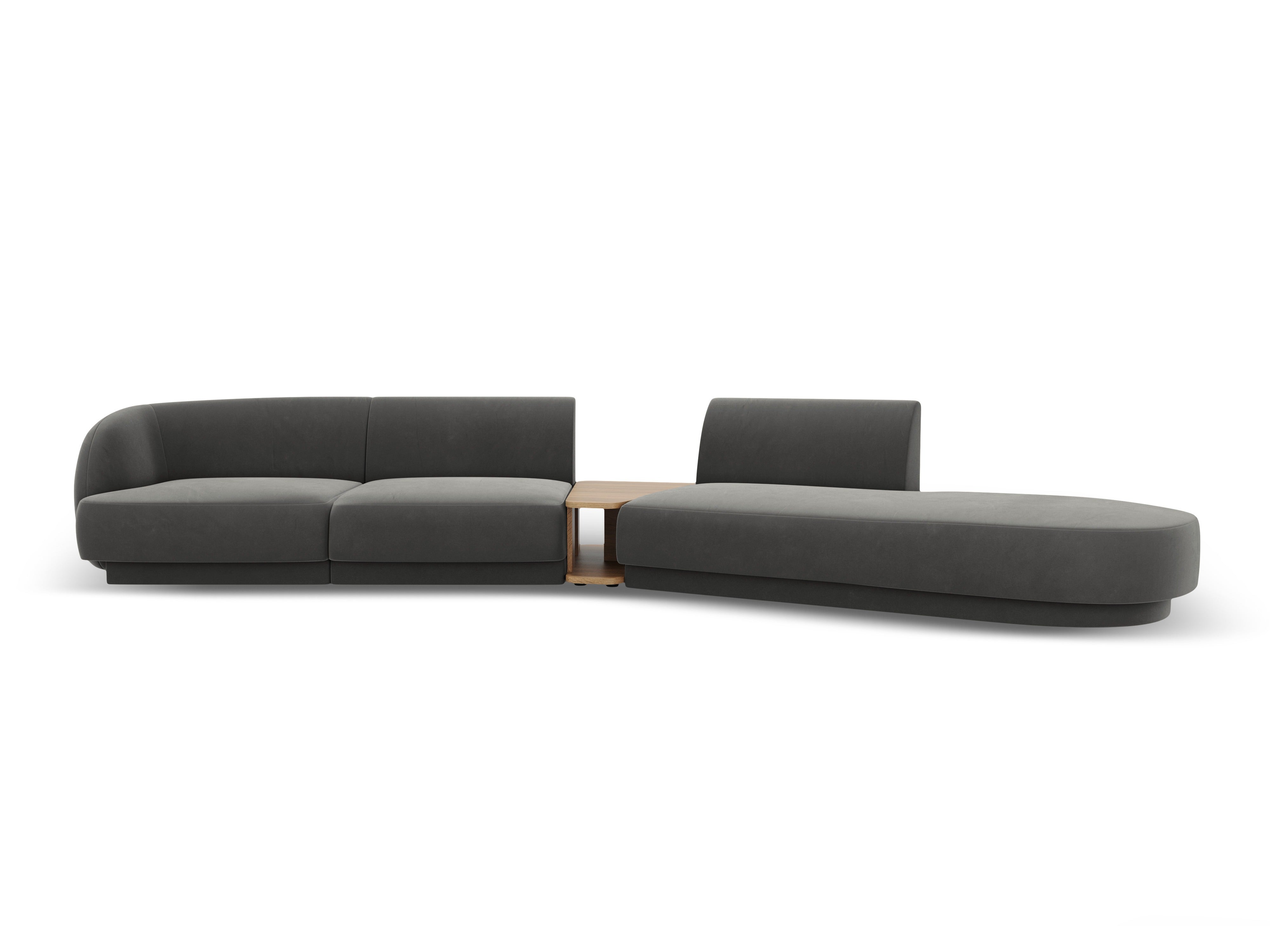 Modularsofa mit Tisch, 4-Sitzer, Samt MILEY, hellgrau