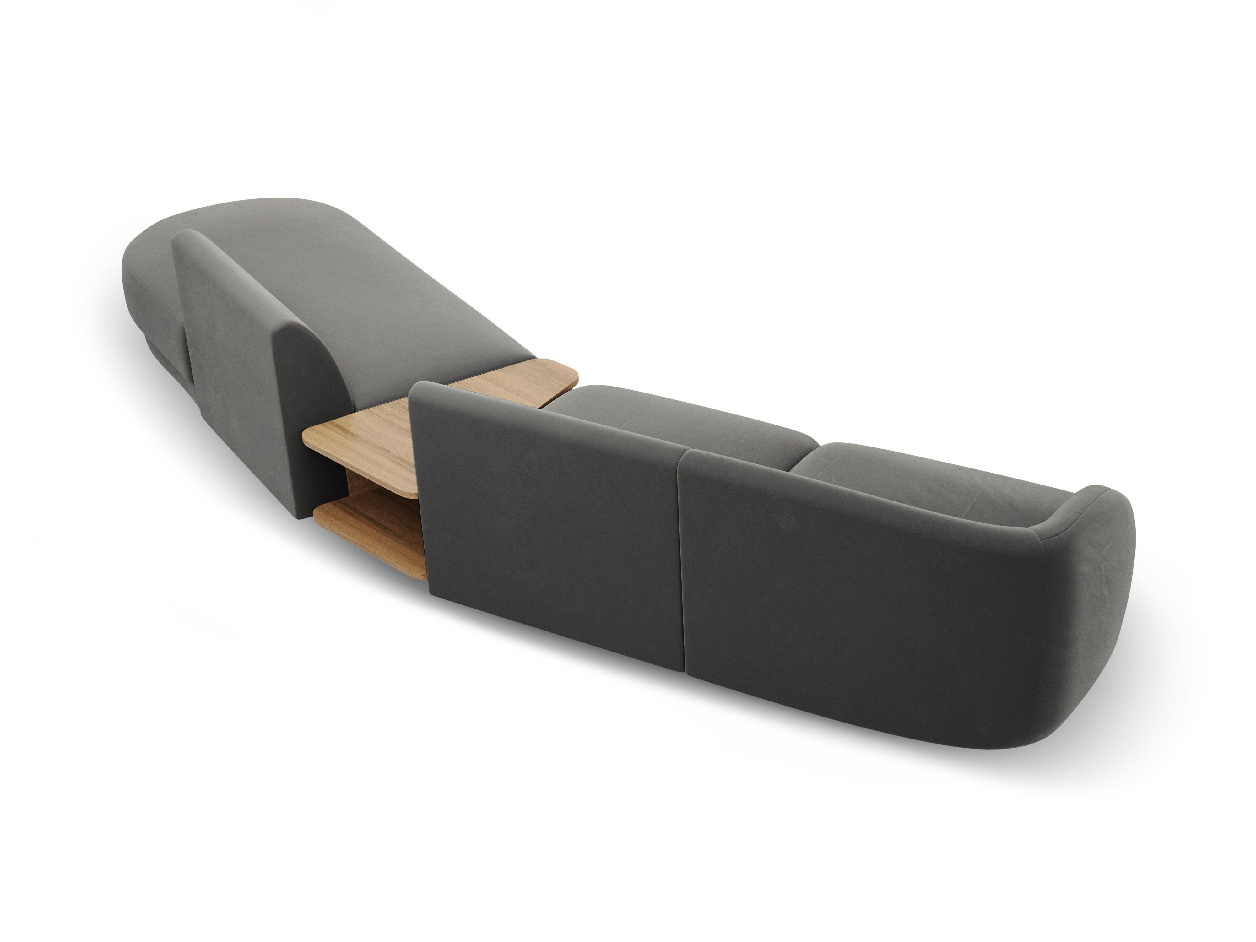 Modularsofa mit Tisch, 4-Sitzer, Samt MILEY, hellgrau