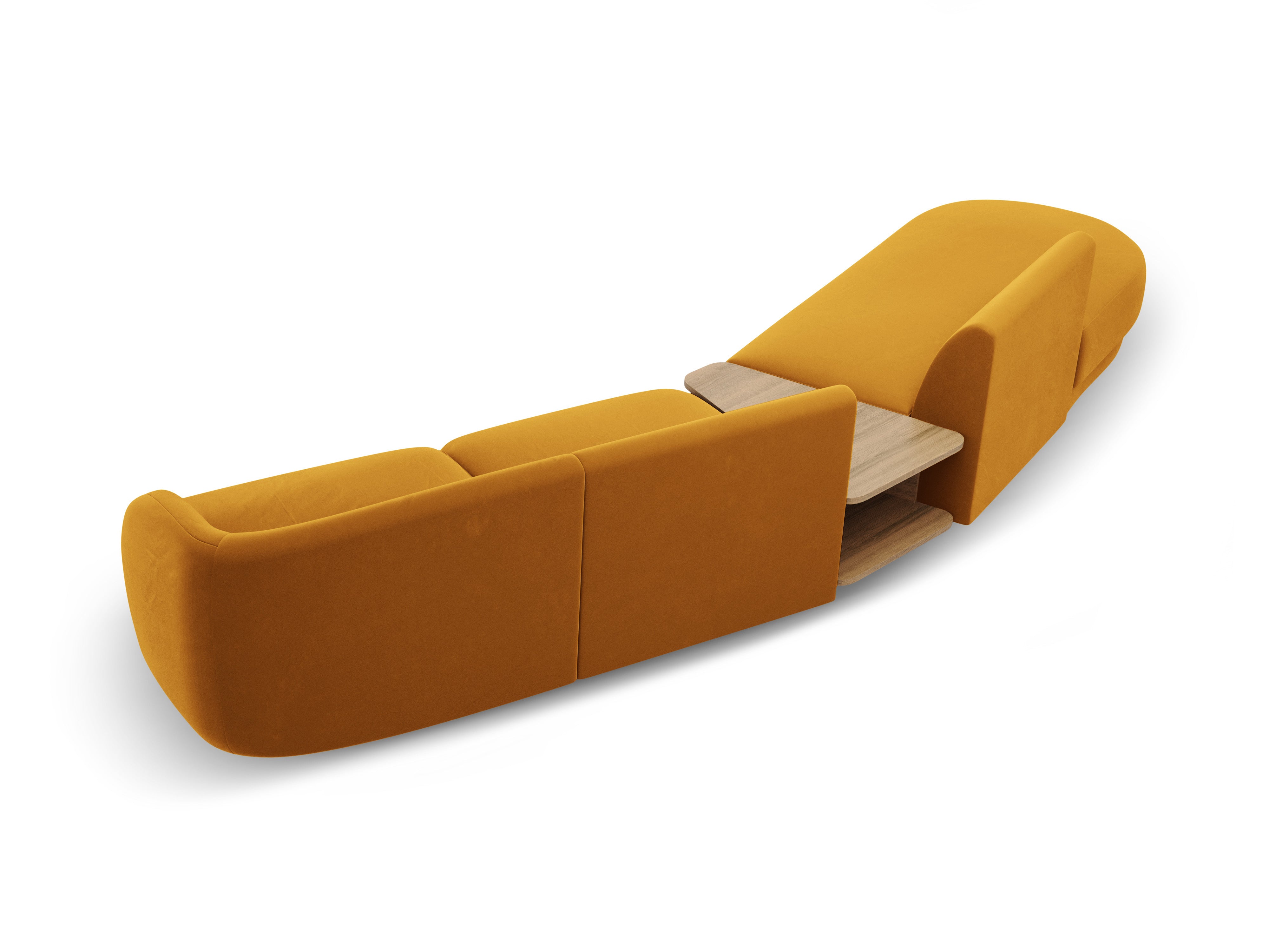 Modulares Sofa links mit Tisch, 4-sitzig, samt MILEY, gelb