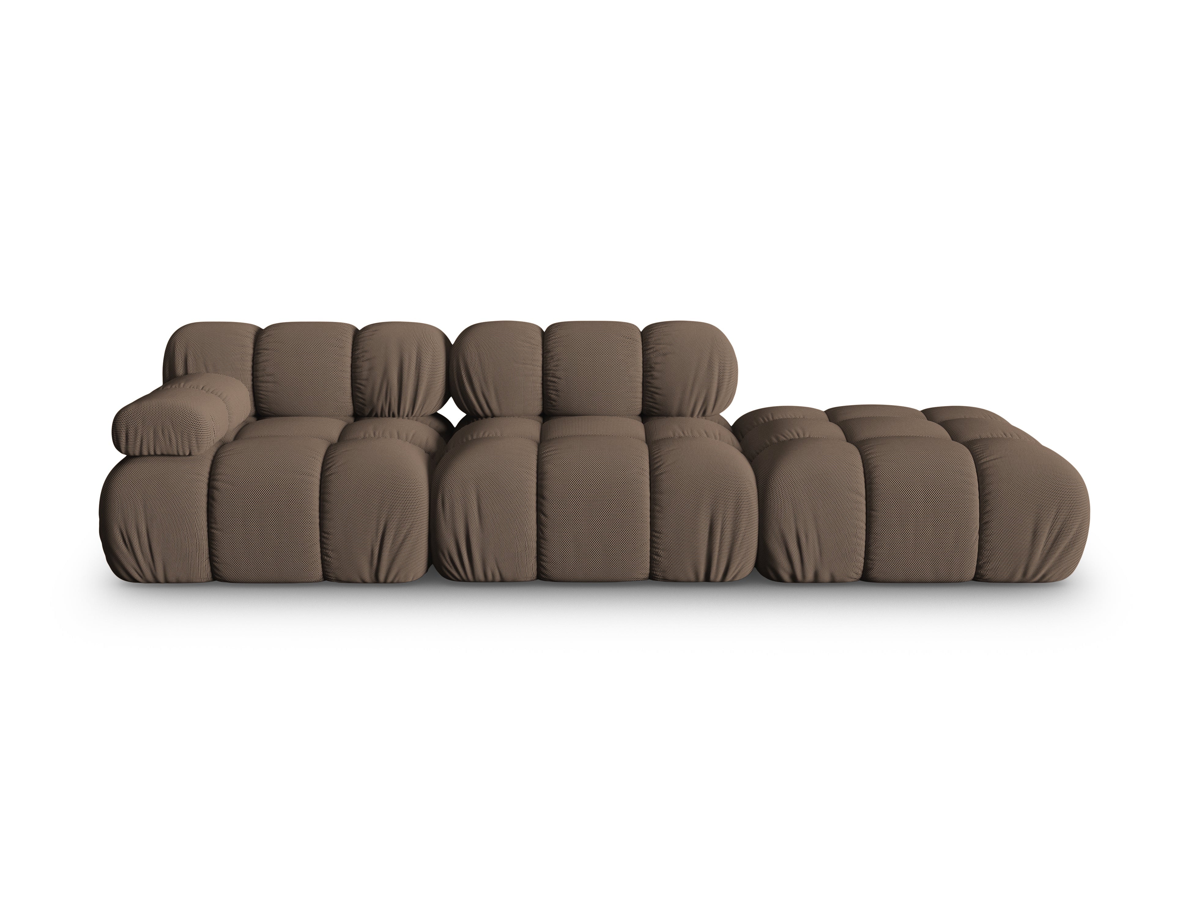 Sofa modułowa otwarta prawostronna BELLIS brązowa tkanina 3D