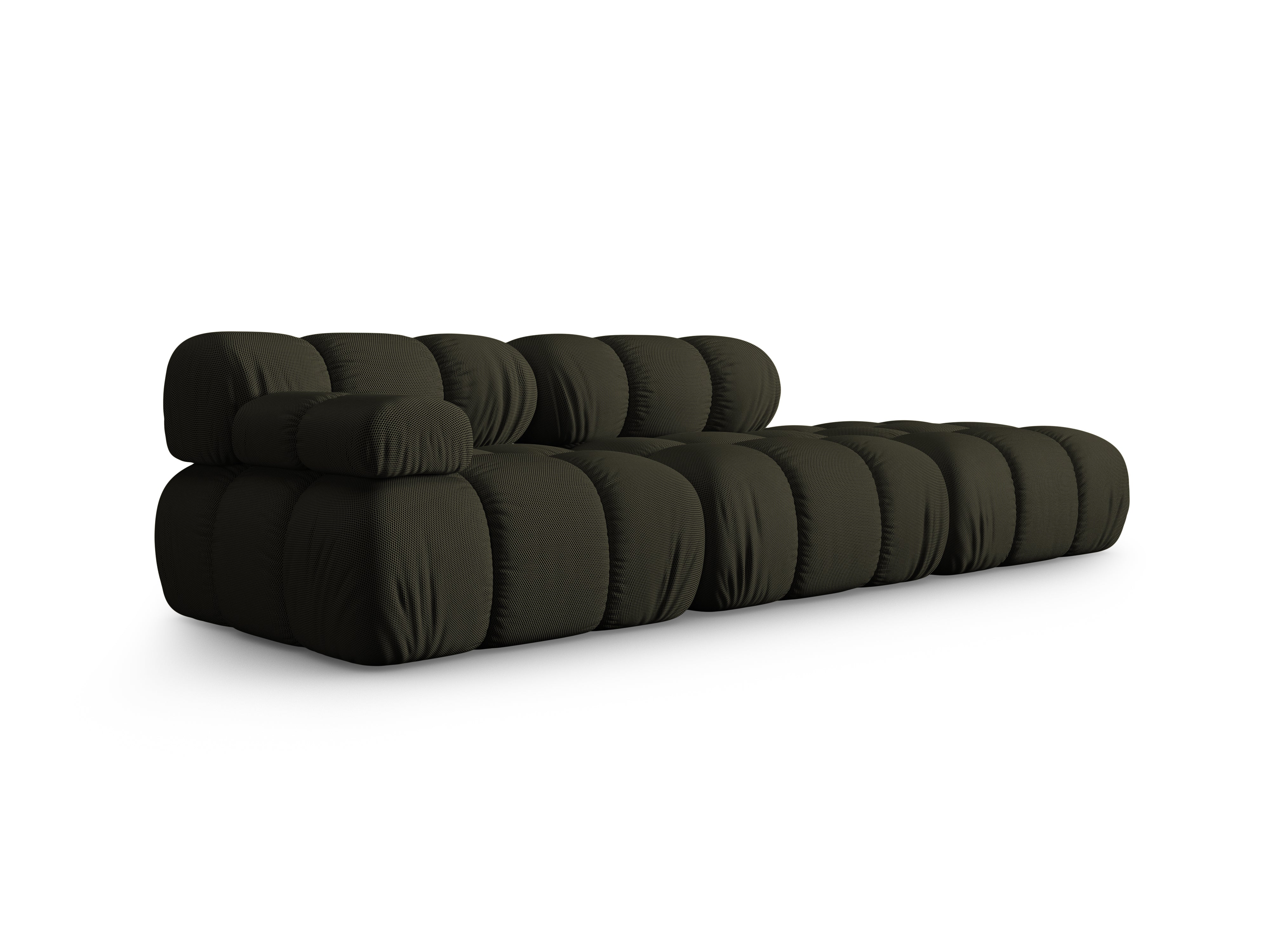 Sofa modułowa otwarta prawostronna BELLIS ciemnozielona tkanina 3D