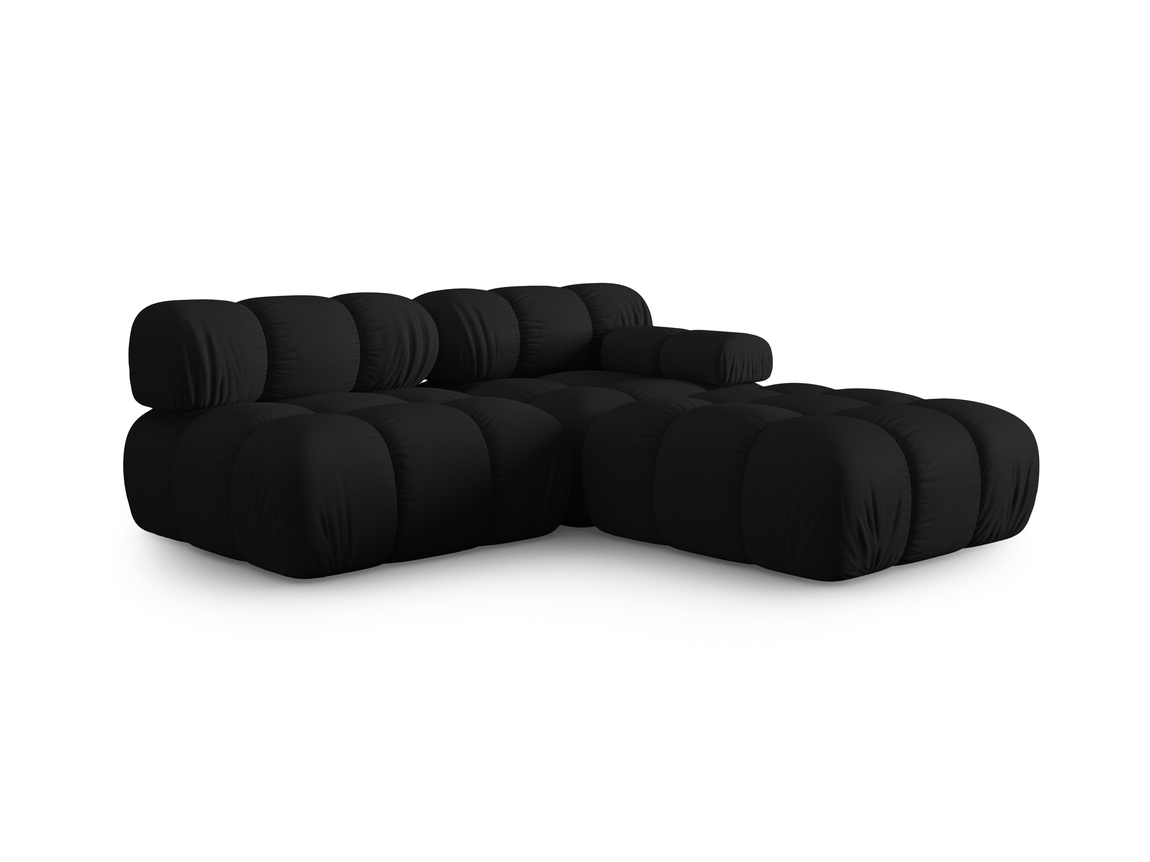 Sofa modułowa otwarta prawostronna BELLIS czarna tkanina 3D