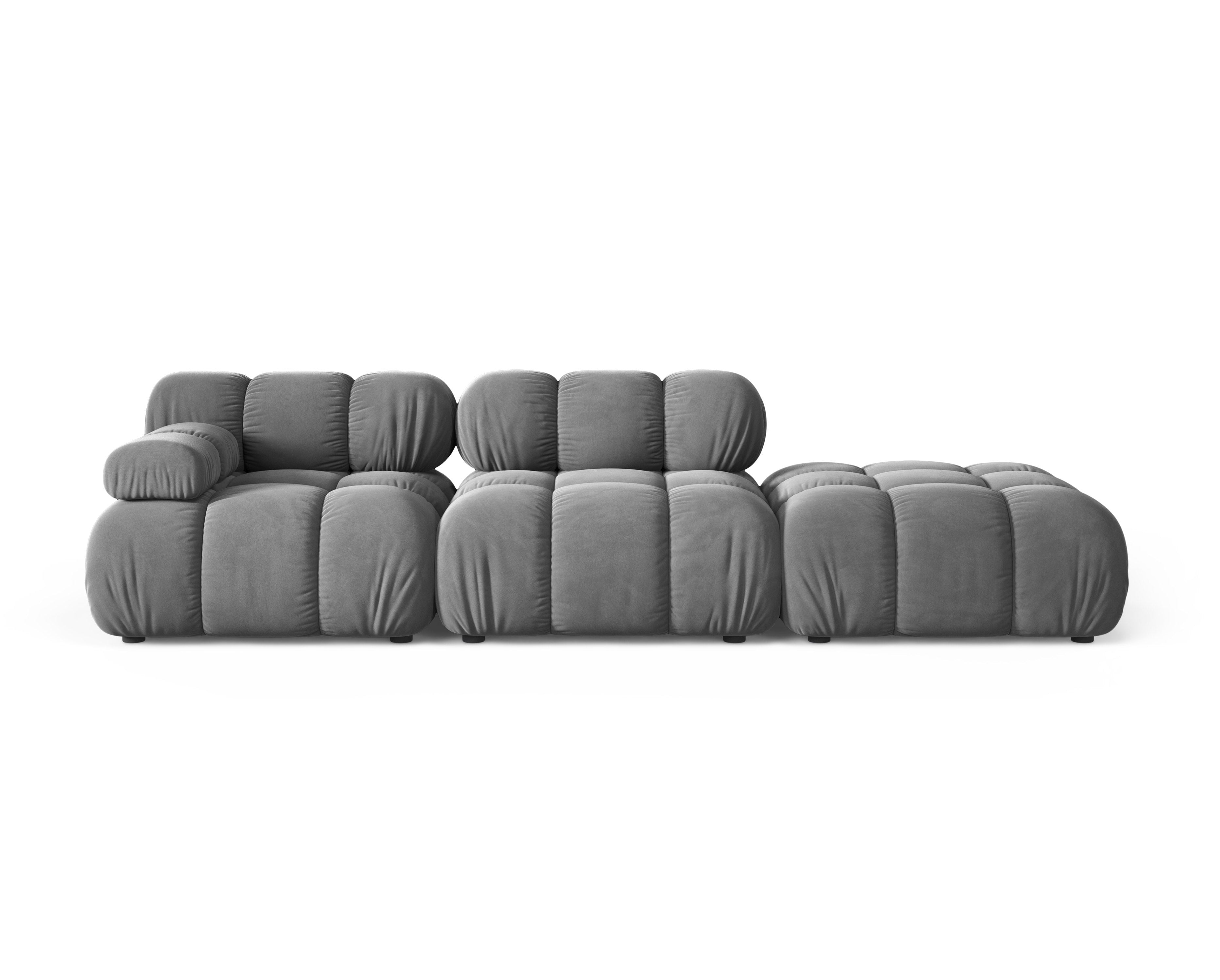 Sofa modułowa otwarta prawostronna BELLIS szary welur