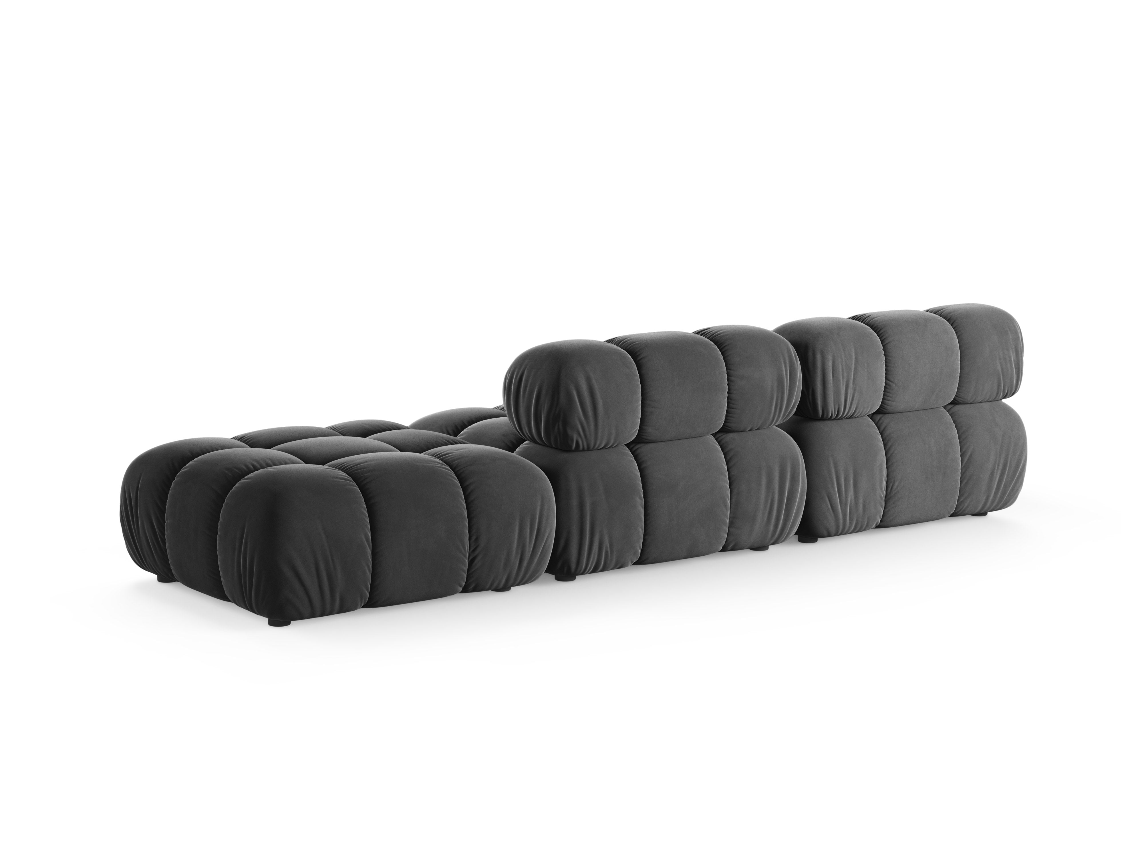 Sofa modułowa otwarta prawostronna BELLIS ciemnoszary welur