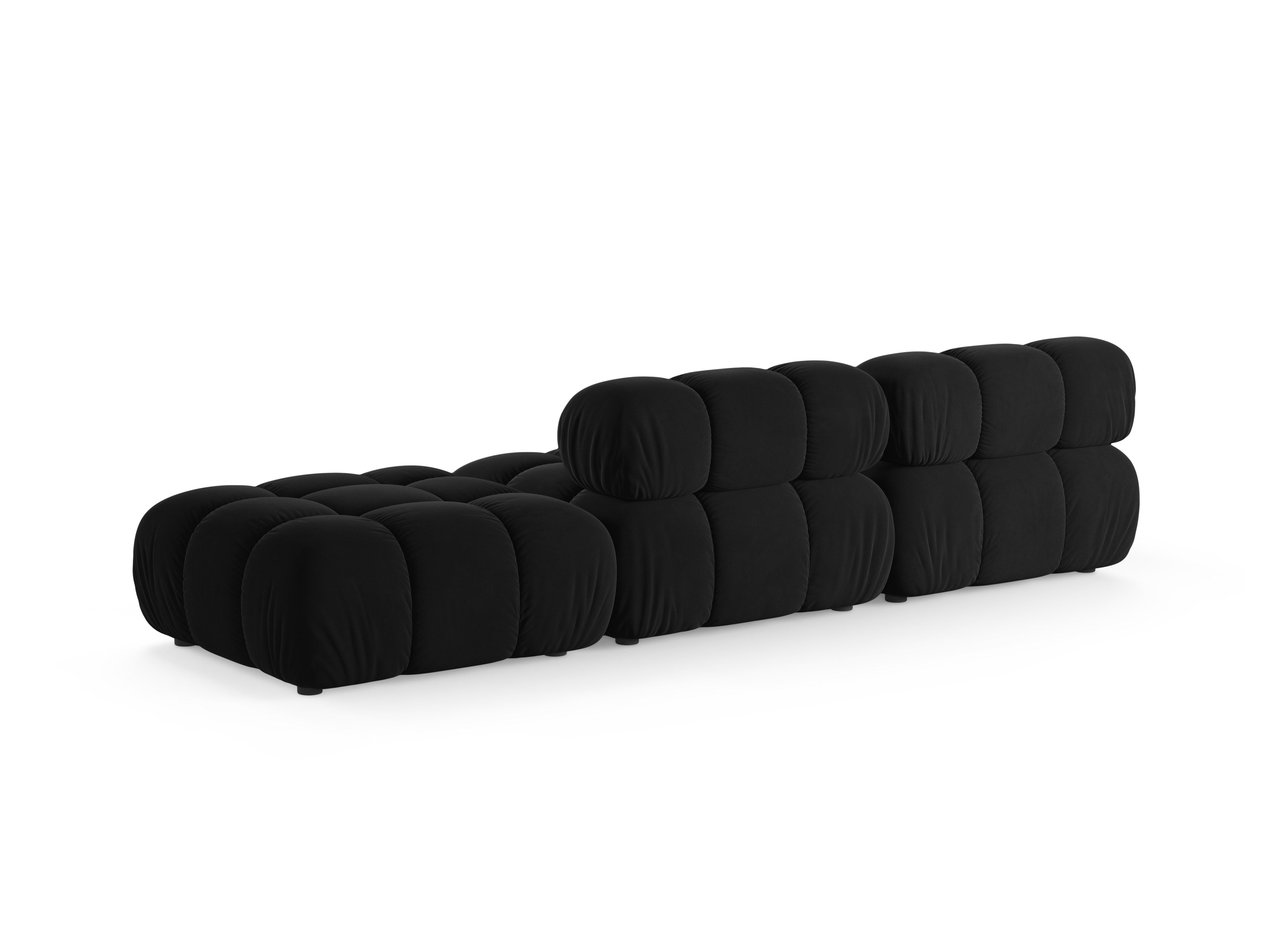 Sofa modułowa aksamitna otwarta prawostronna BELLIS czarny