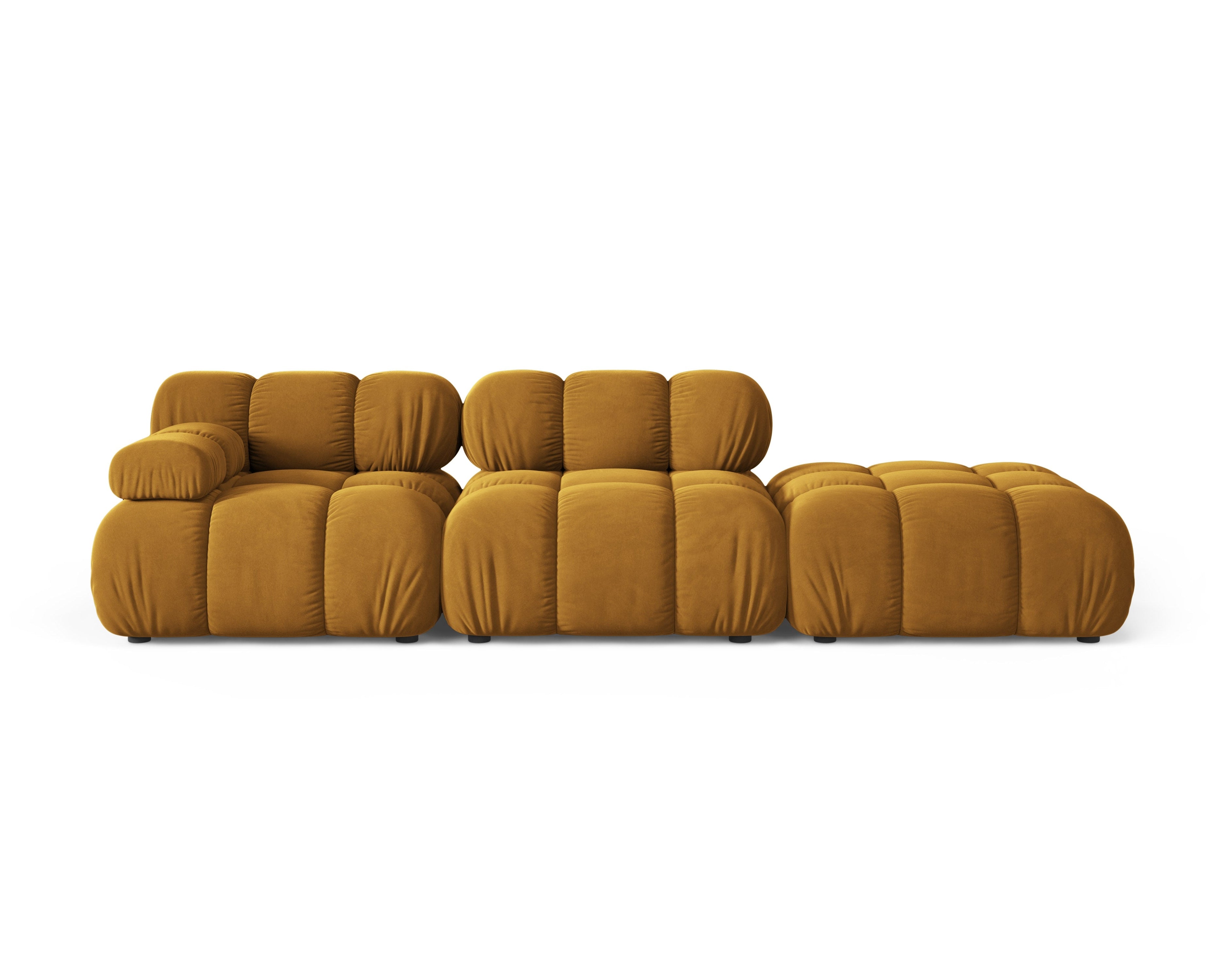Sofa modułowa aksamitna otwarta prawostronna BELLIS musztardowy