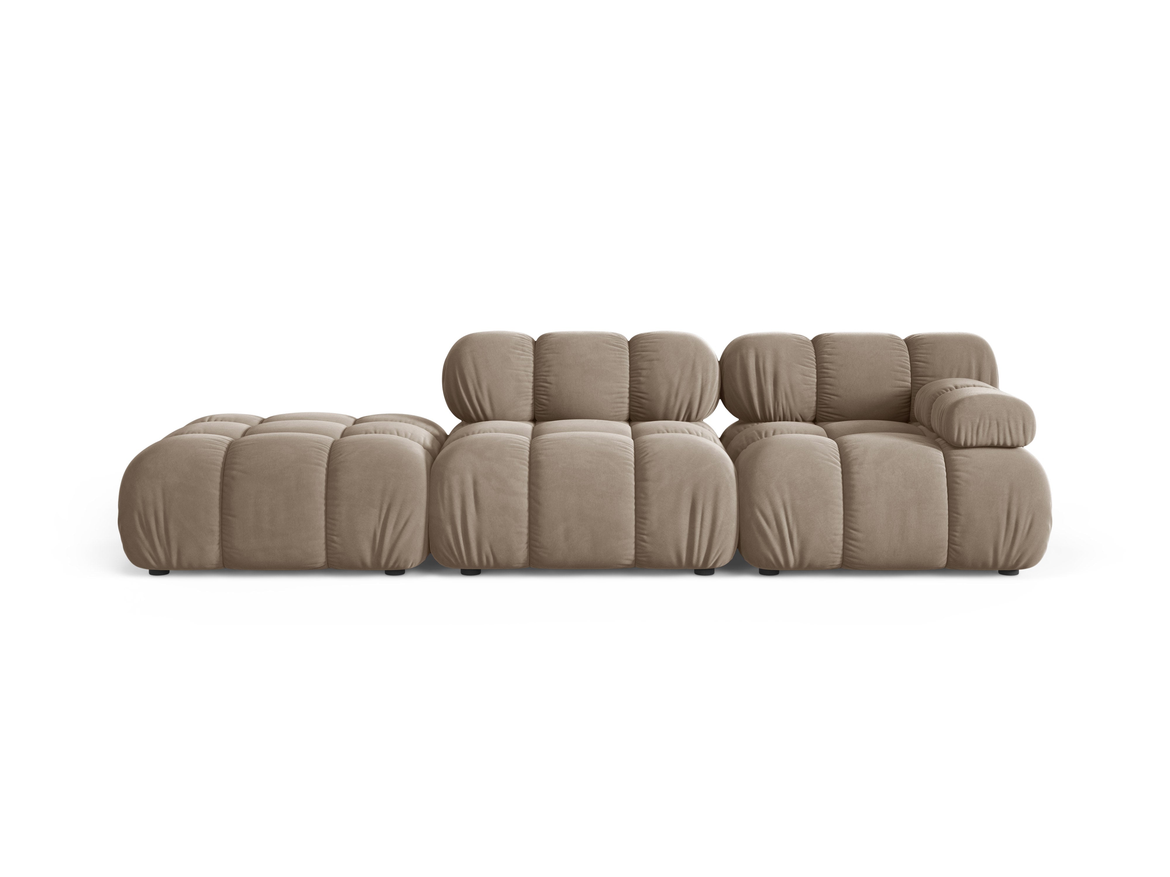 Modulares Sofa aus Samt, offene linke Variante BELLIS in Cappuccino.