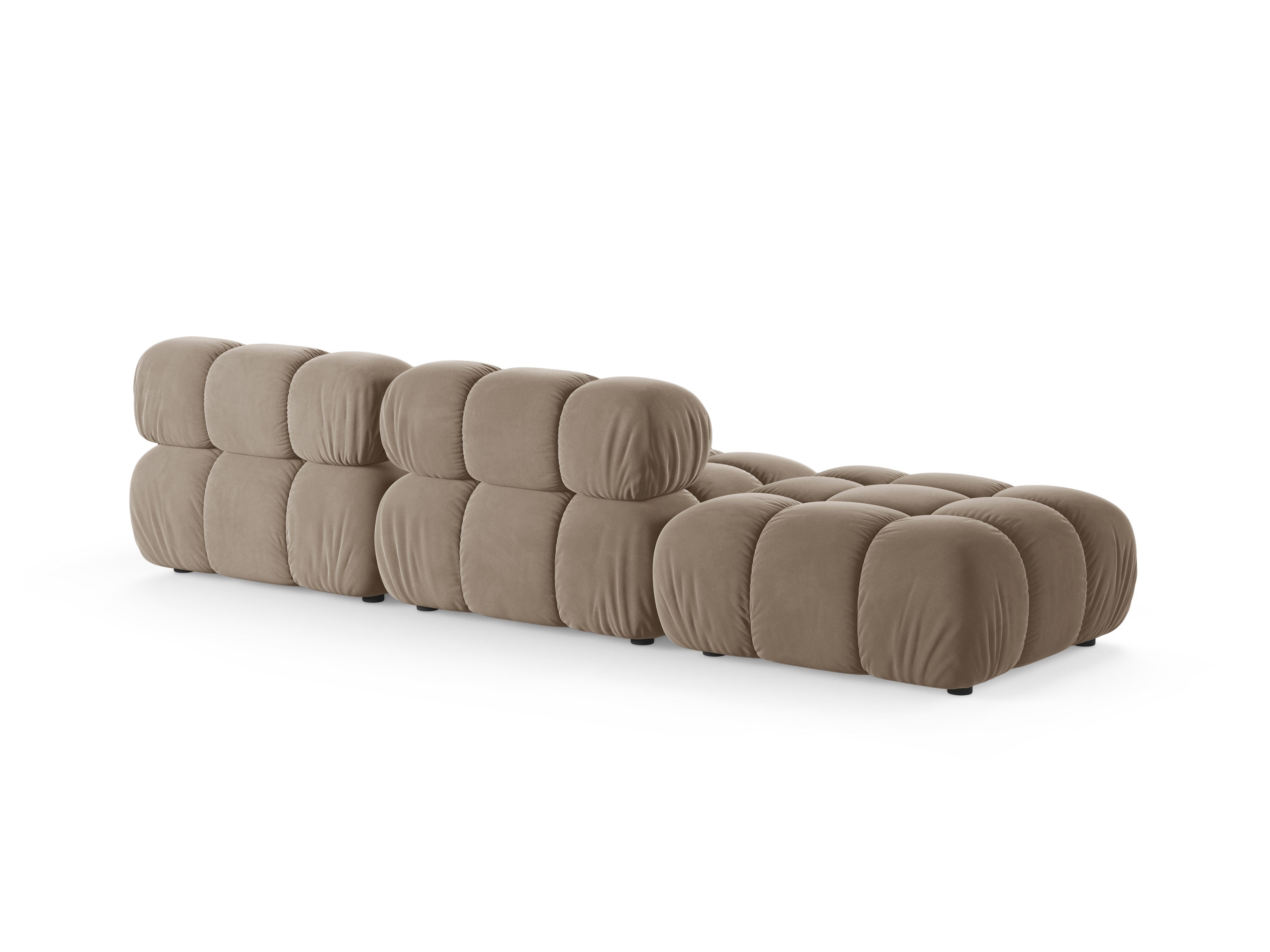 Modulares Sofa aus Samt, offene linke Variante BELLIS in Cappuccino.