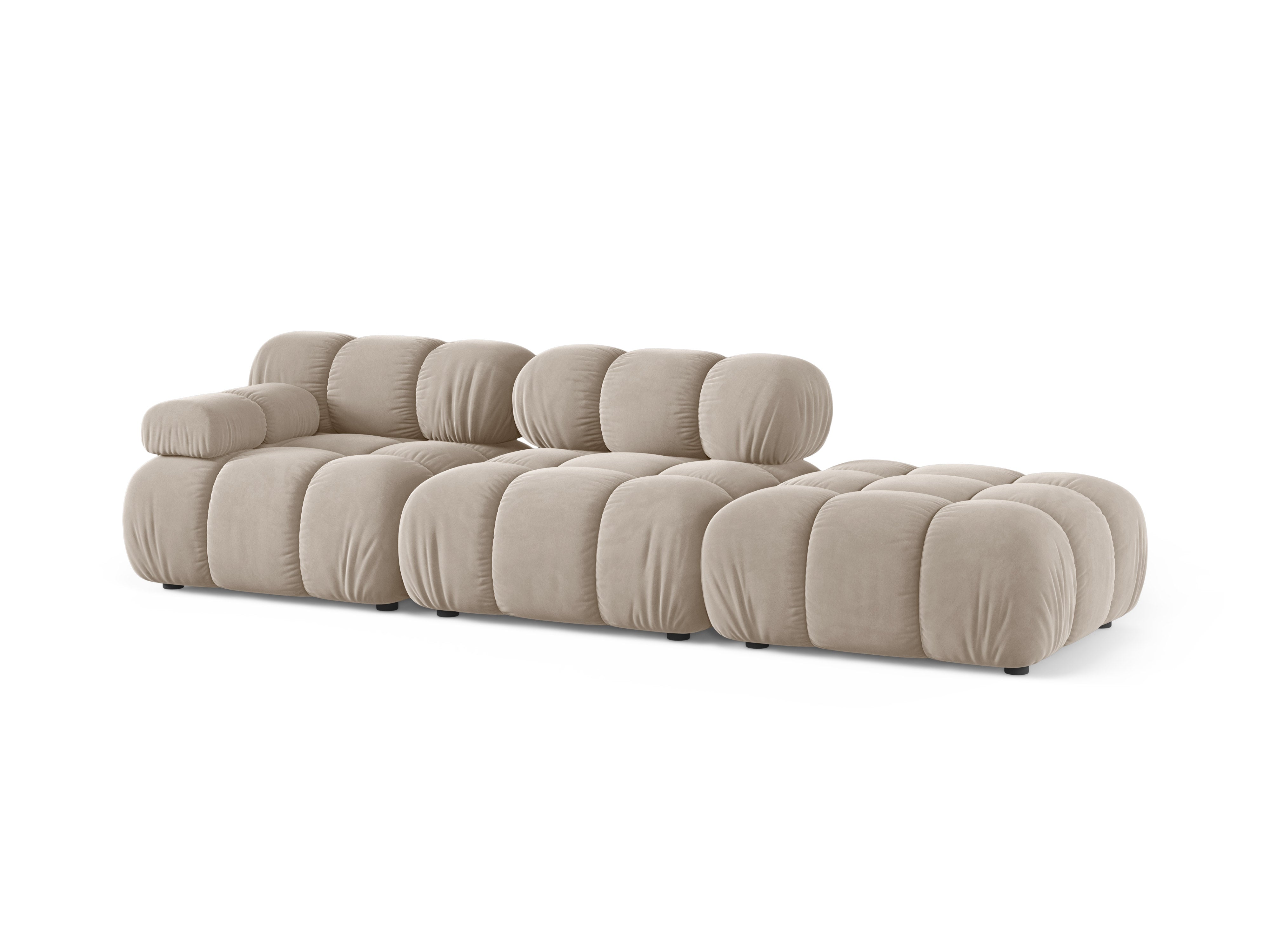 Sofa modułowa aksamitna otwarta prawostronna BELLIS beżowy