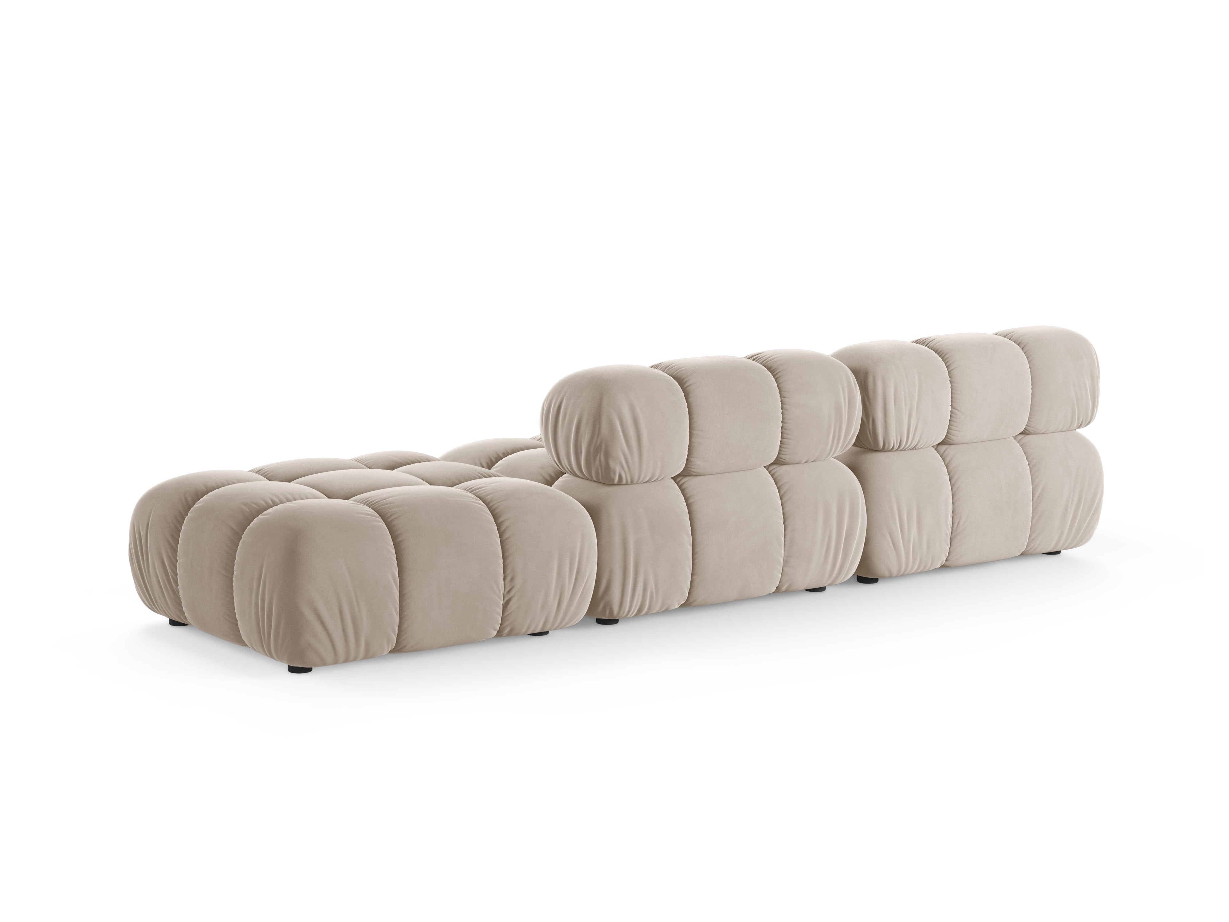 Sofa modułowa aksamitna otwarta prawostronna BELLIS beżowy
