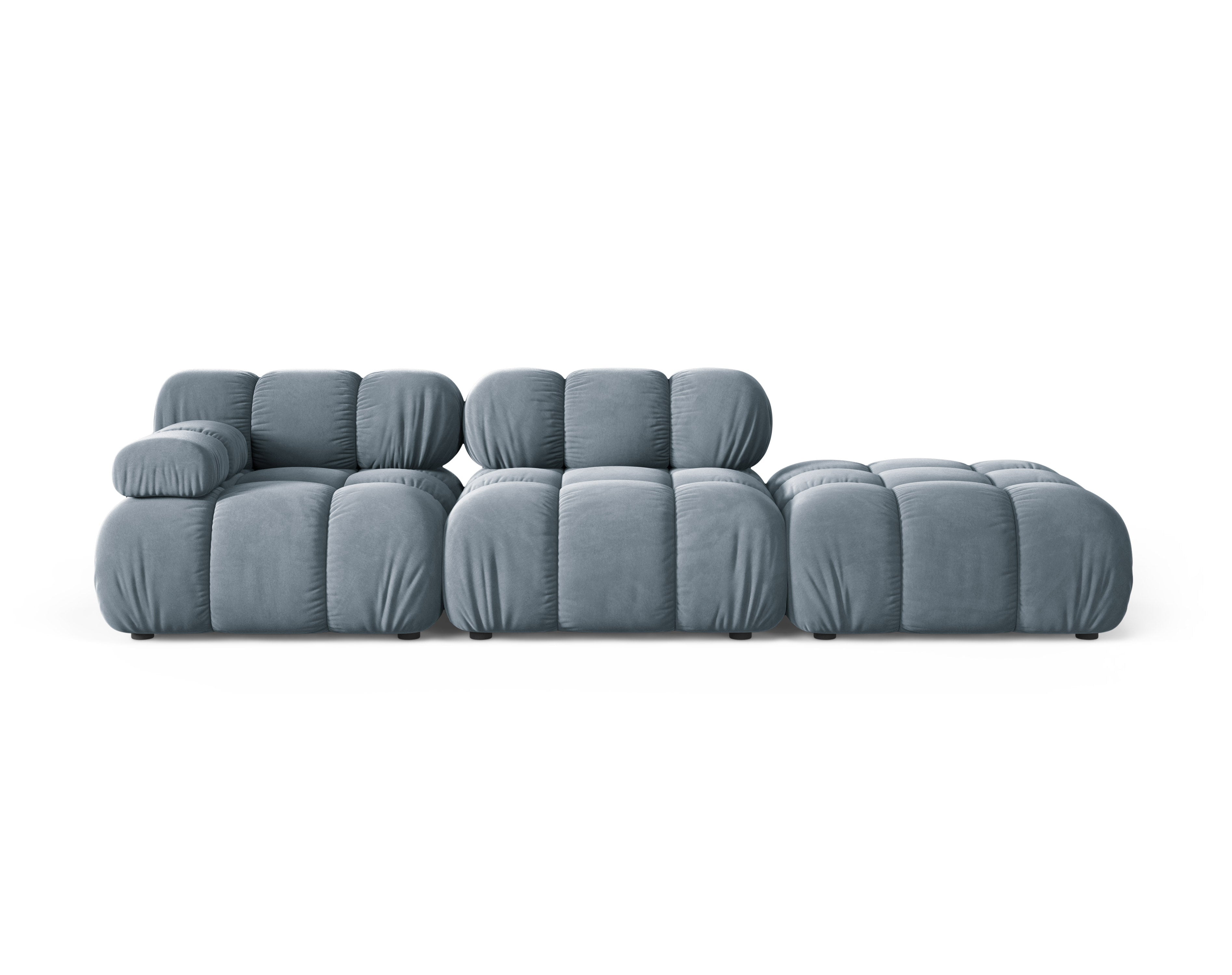 Sofa modułowa aksamitna otwarta prawostronna BELLIS niebieski