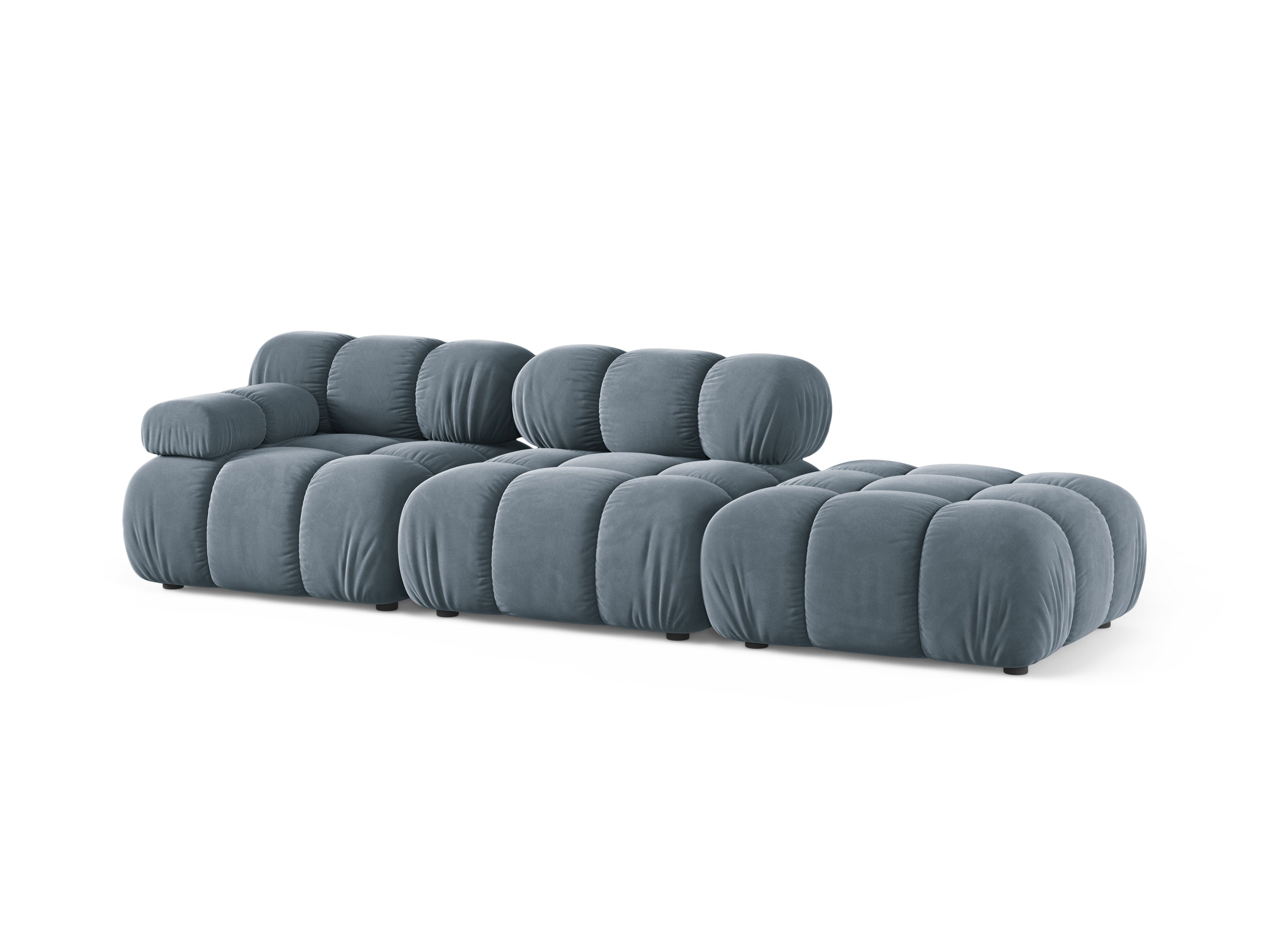 Sofa modułowa aksamitna otwarta prawostronna BELLIS niebieski