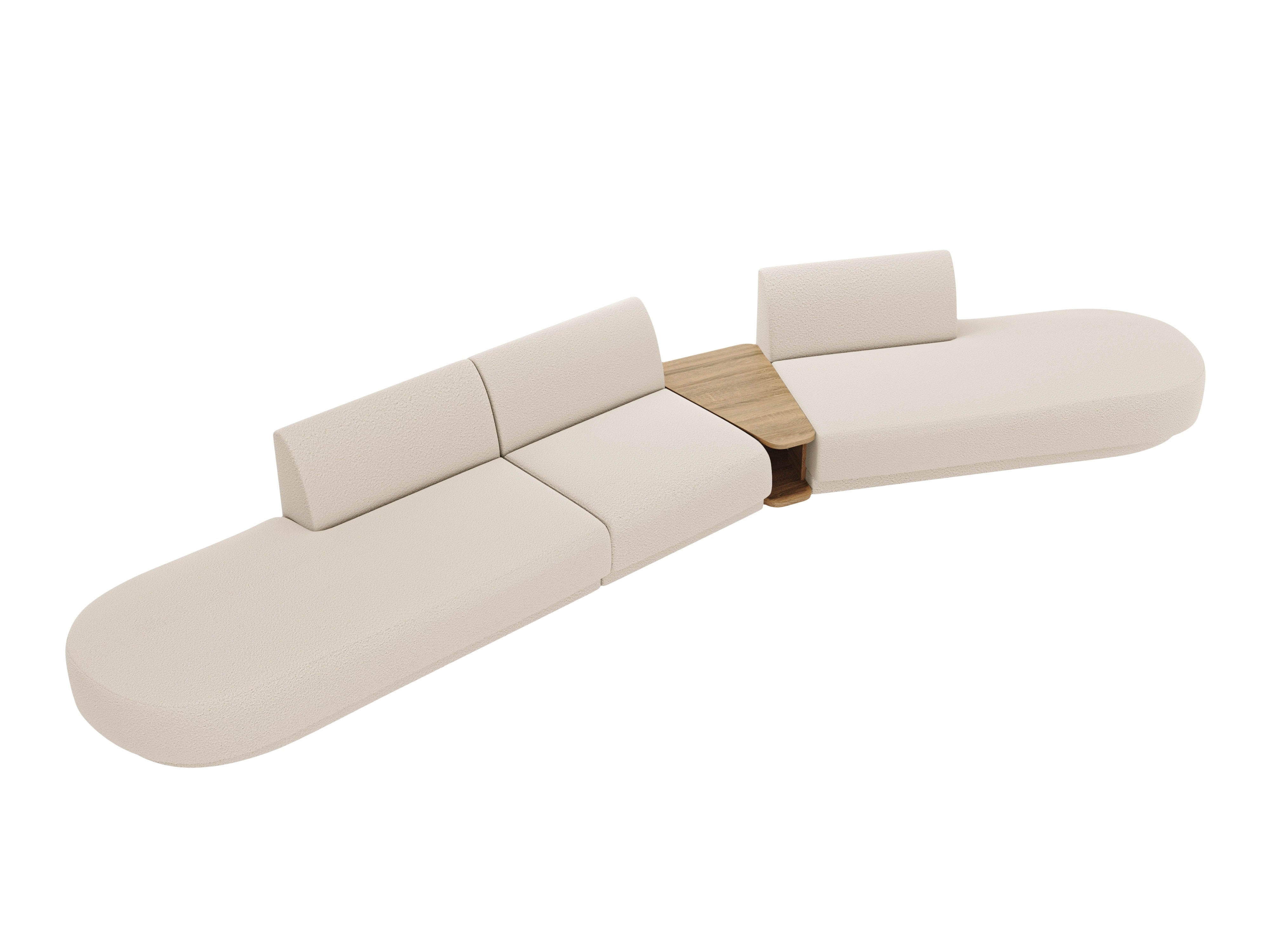 Modularsofa mit Tisch, 5-sitzig, MILEY, beige Boucle