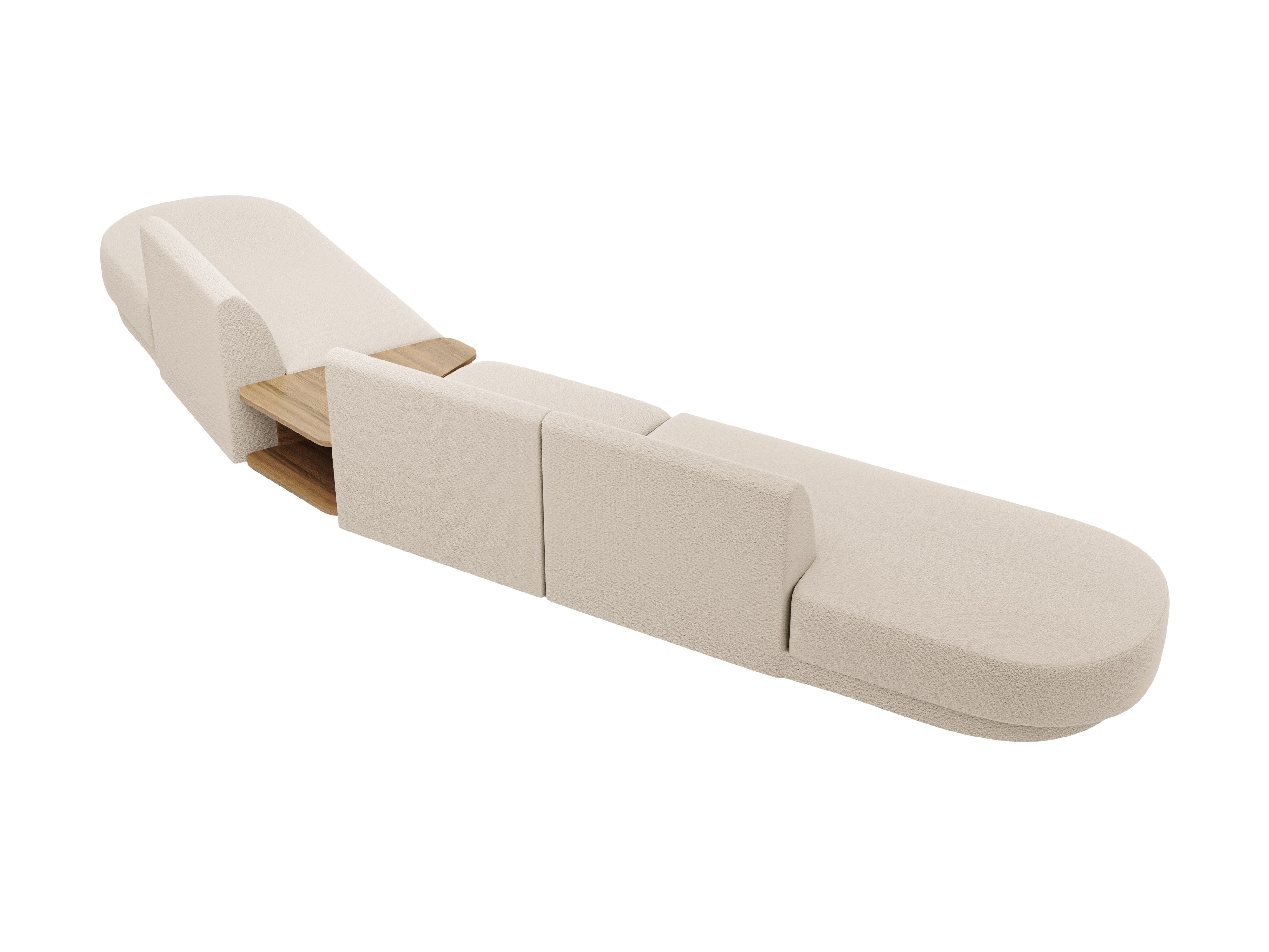 Modularsofa mit Tisch, 5-sitzig, MILEY, beige Boucle