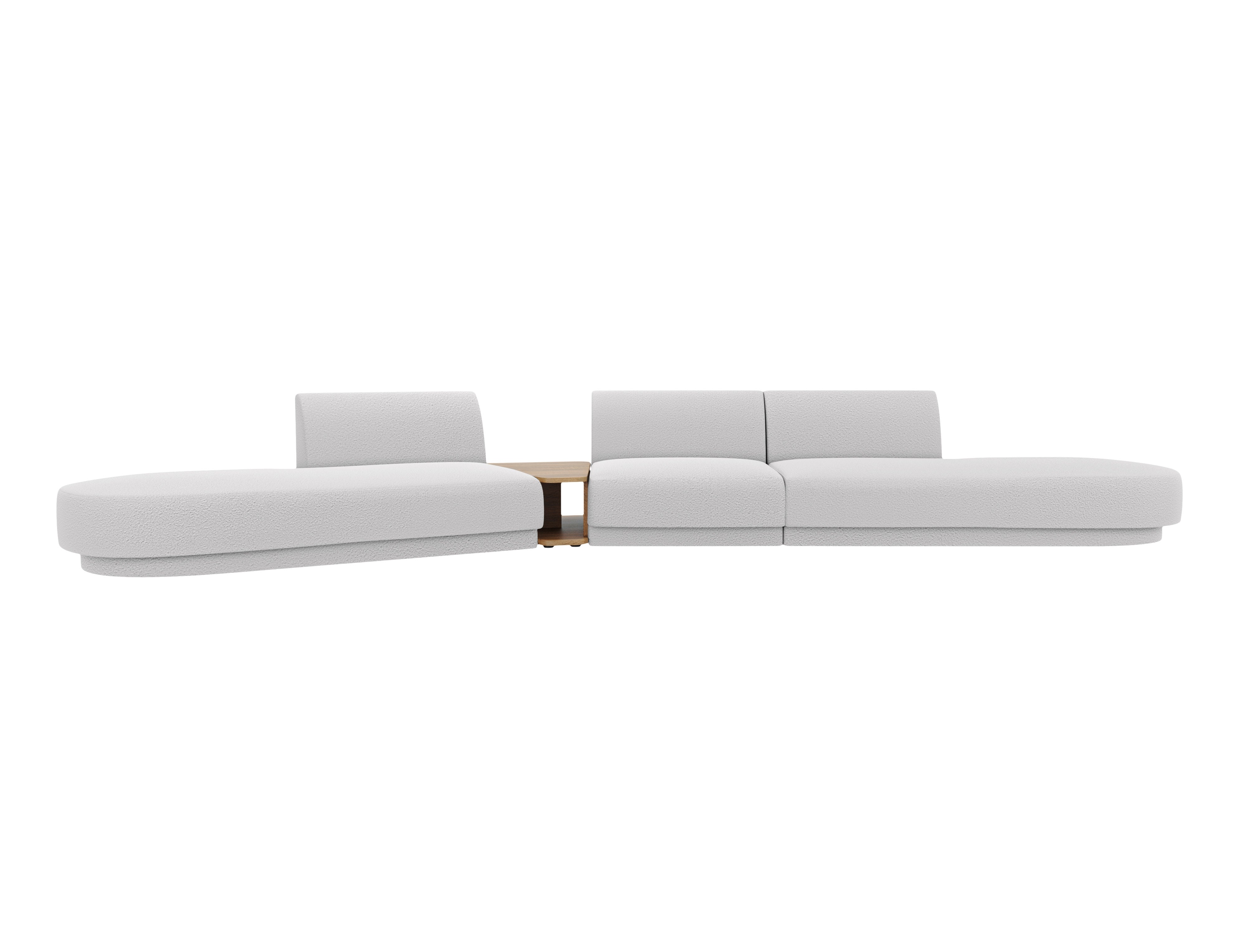 Left-sided modular sofa with table for 5 people MILEY light gray boucle