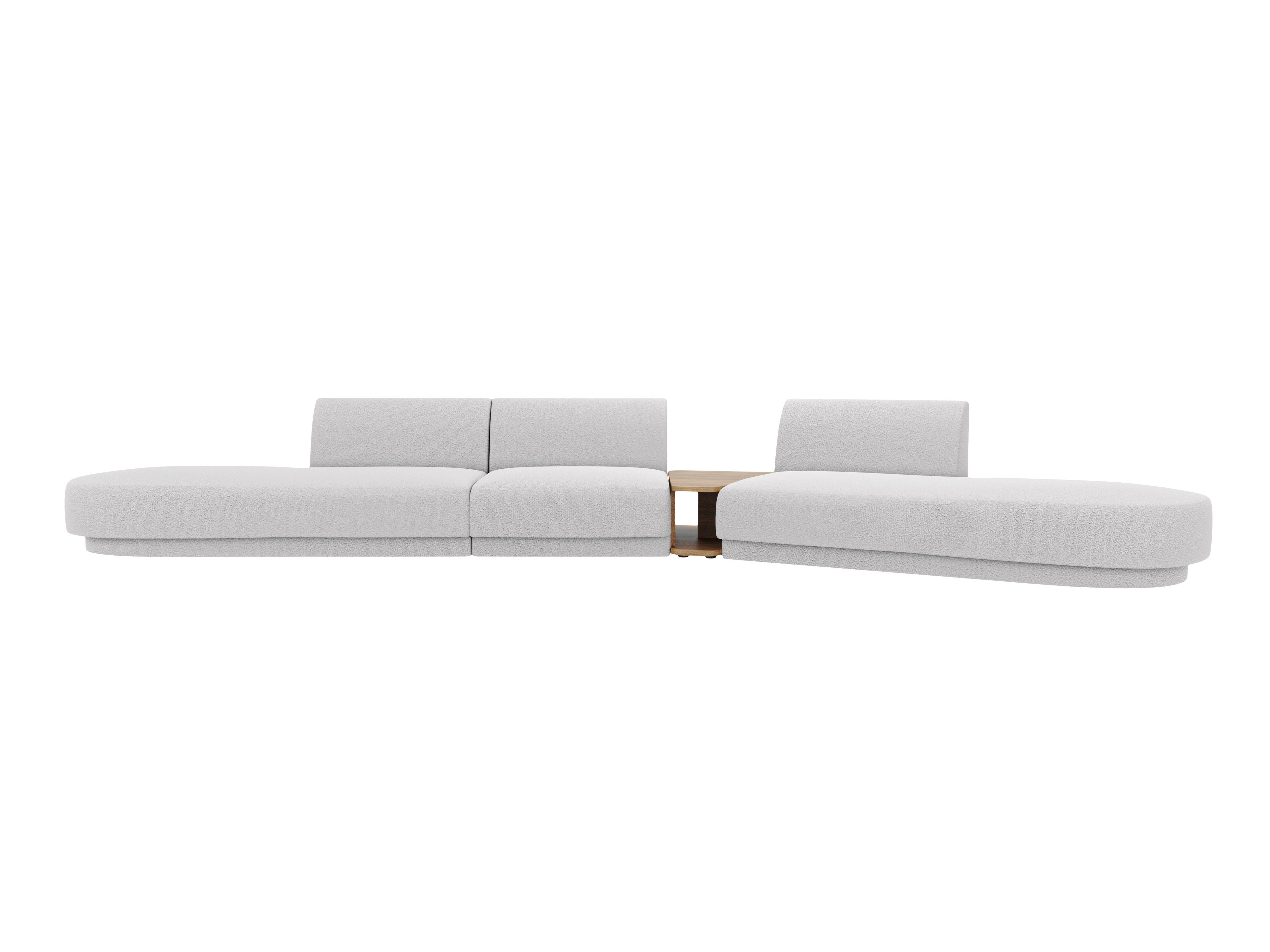 Right-facing modular sofa with table for 5 people MILEY light gray boucle