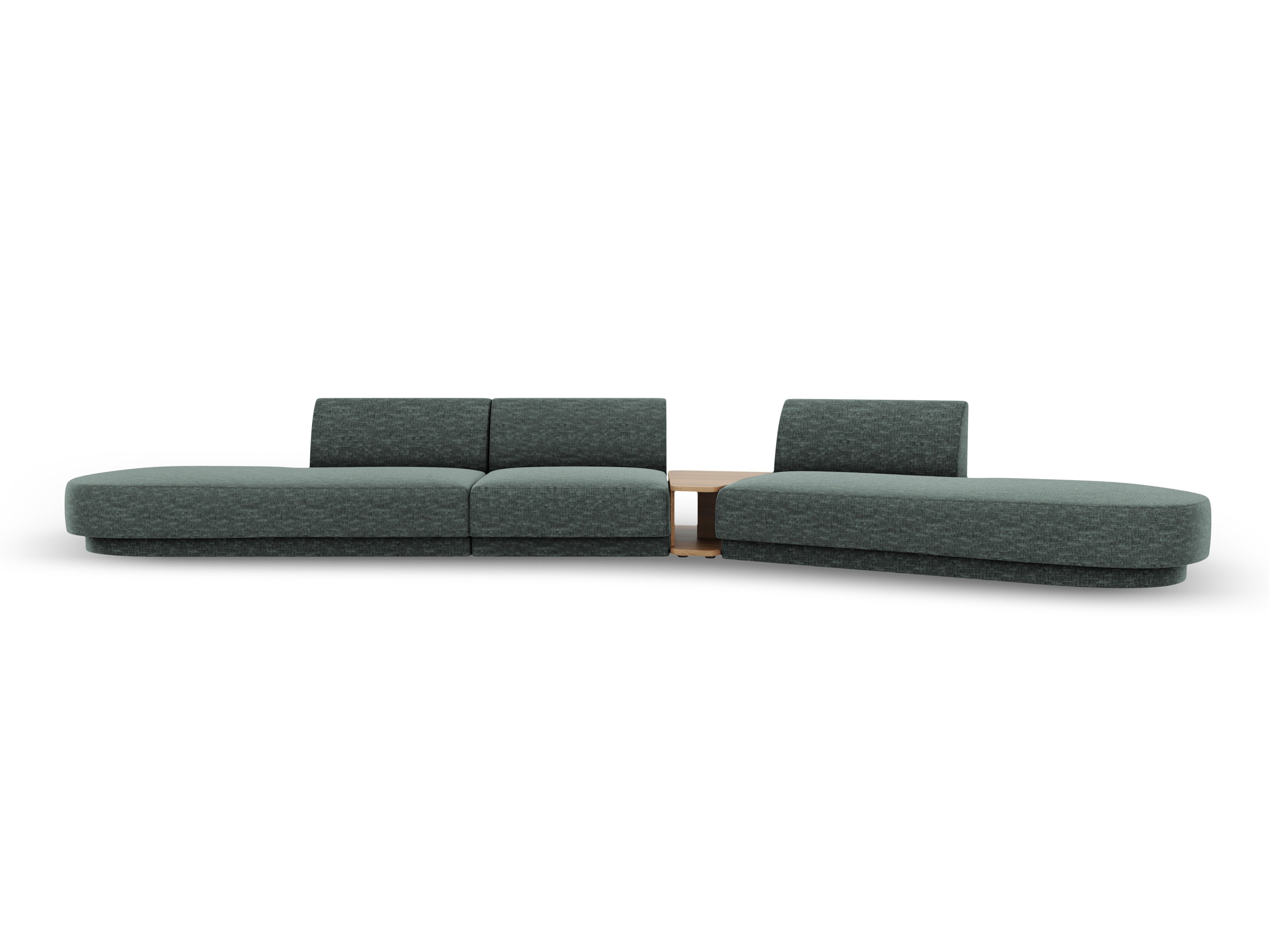 Modulares Sofa mit Tisch, 5-Sitzer MILEY petrol, samtig