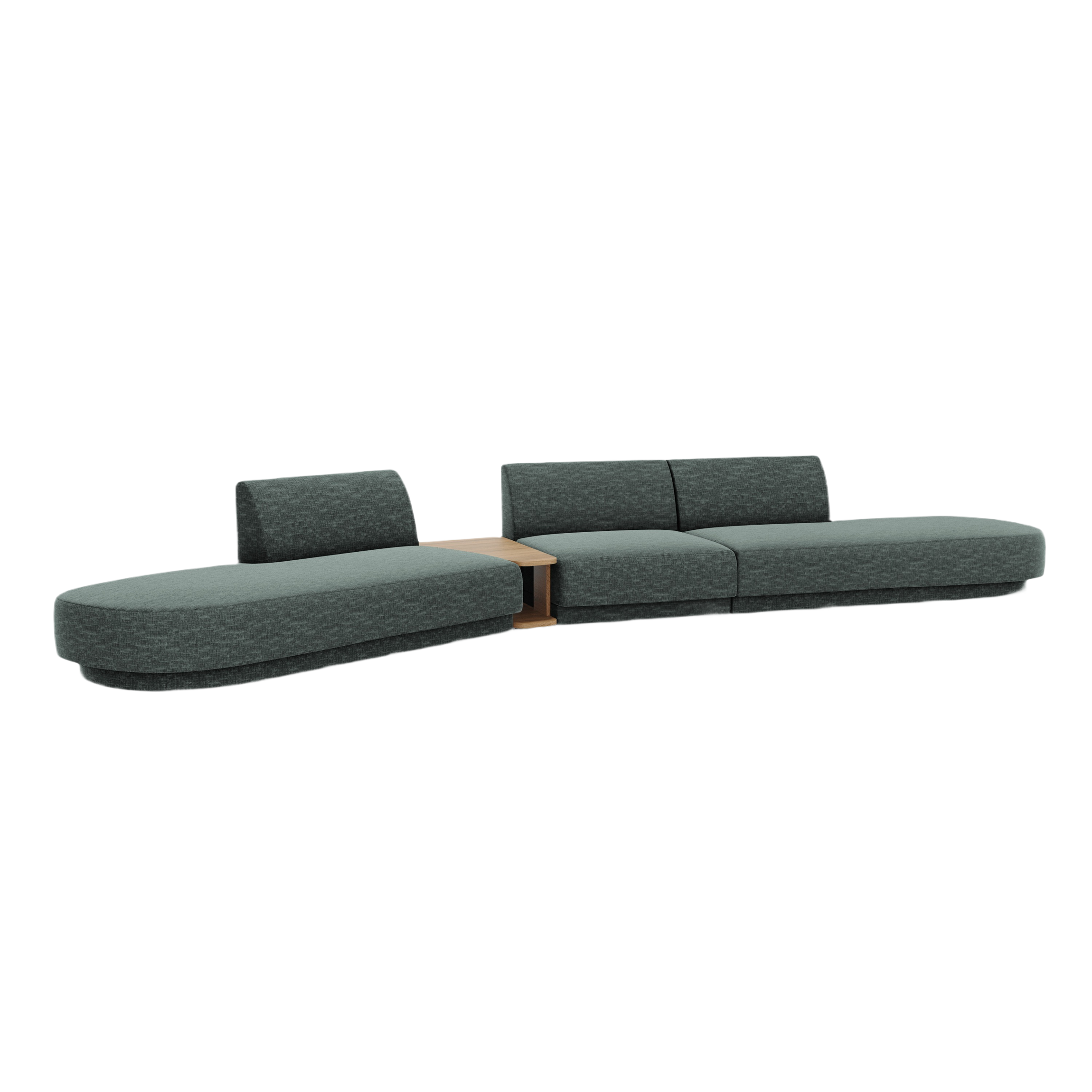 Modulares Sofa links mit Tisch für 5 Personen MILEY petrol samtig