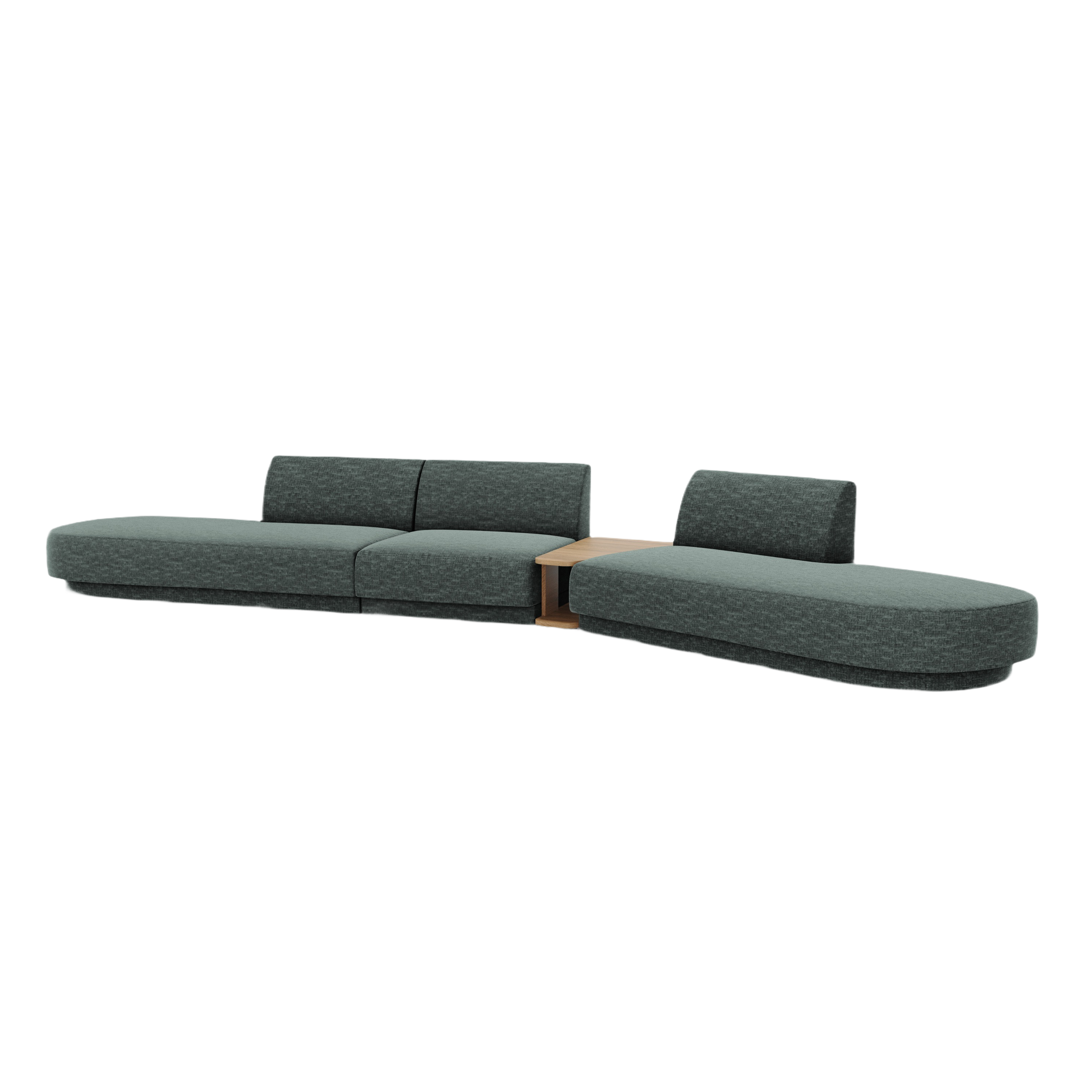 Modulares Sofa mit Tisch, 5-Sitzer MILEY petrol, samtig