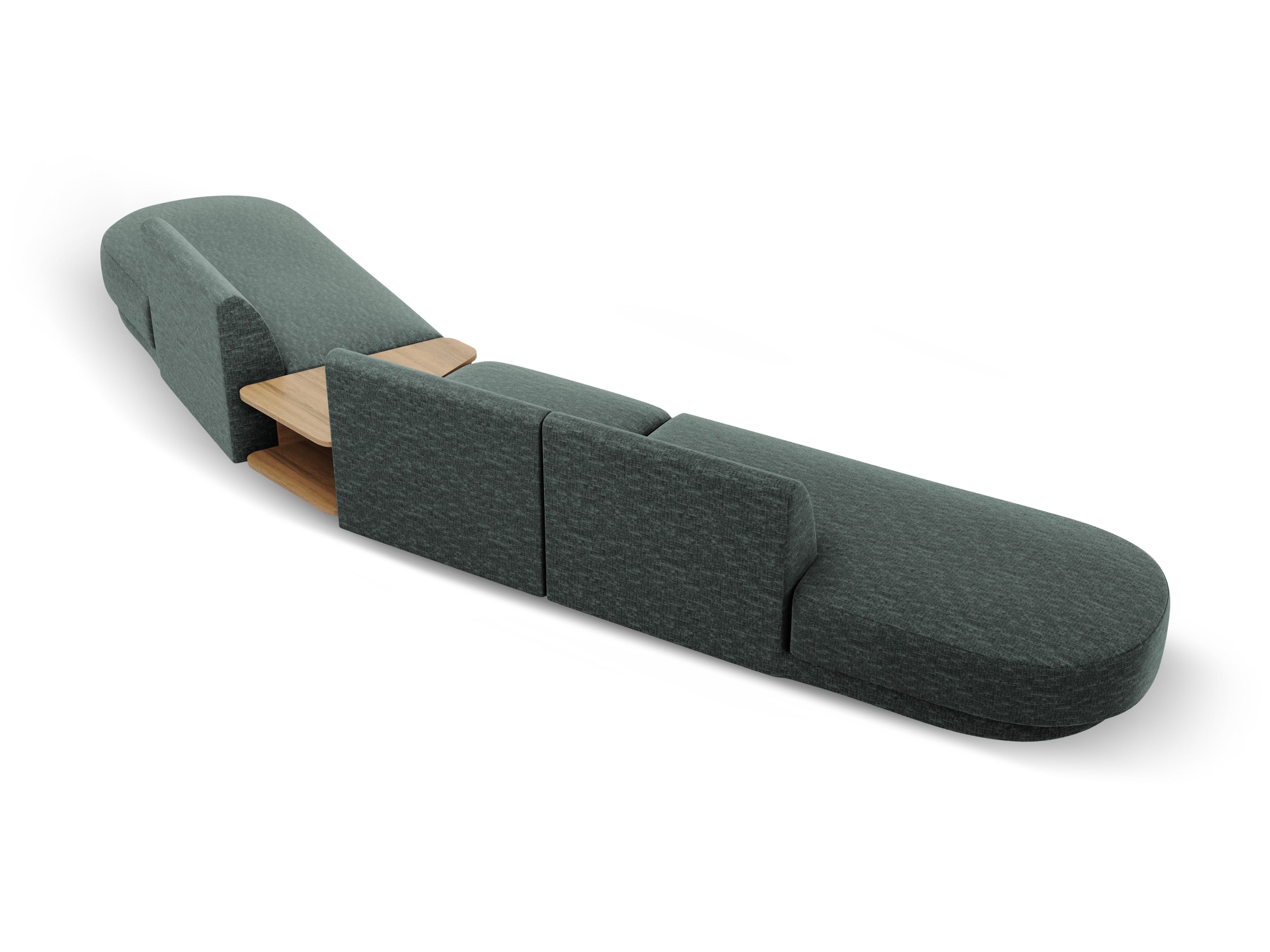 Modulares Sofa mit Tisch, 5-Sitzer MILEY petrol, samtig