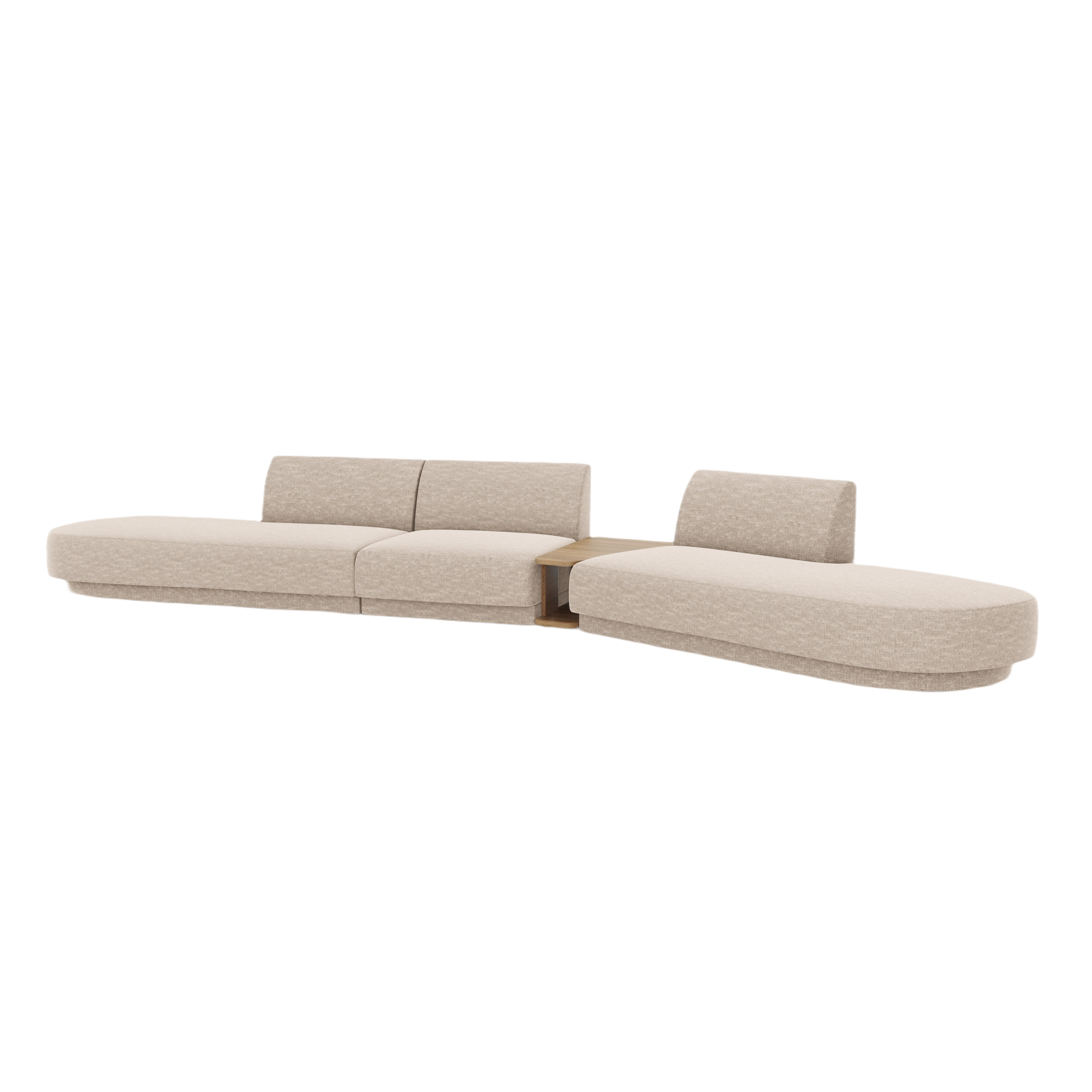Right-facing modular sofa with table for 5 people MILEY beige chenille