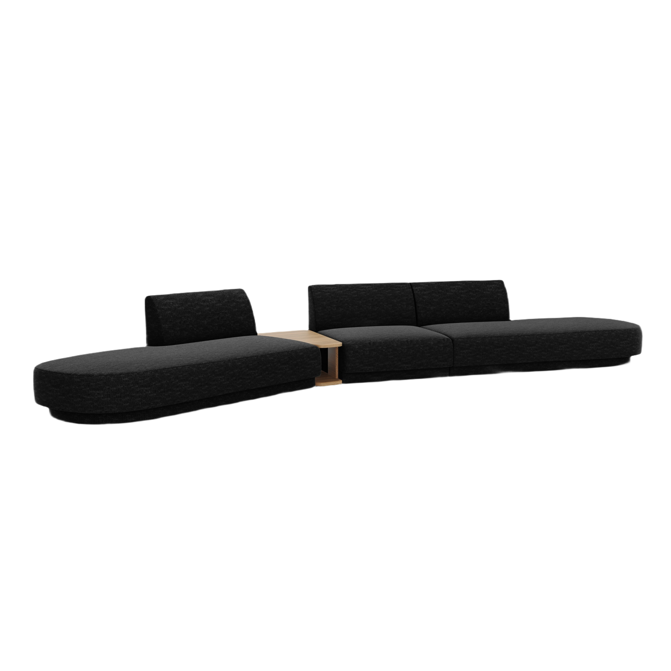 Modulares Sofa links mit Tisch für 5 Personen MILEY schwarzes Chenille
