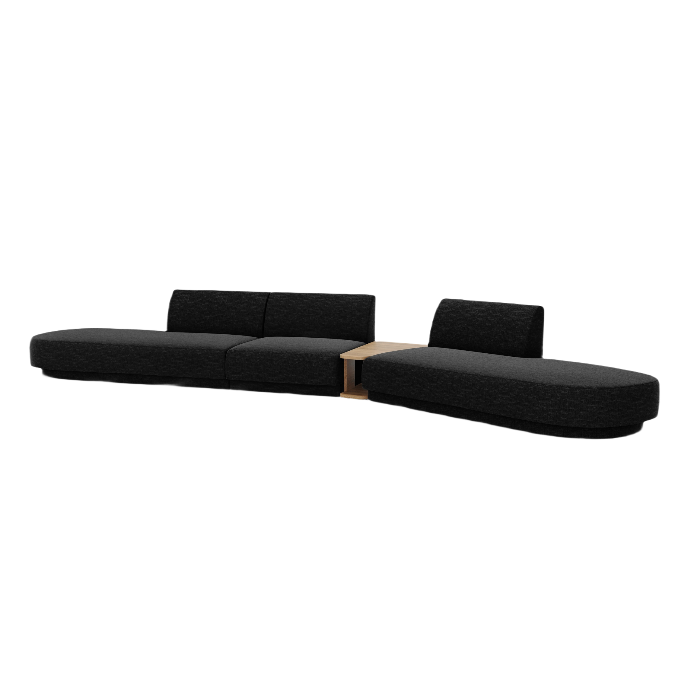 Right-facing modular sofa with table for 5 people MILEY black chenille
