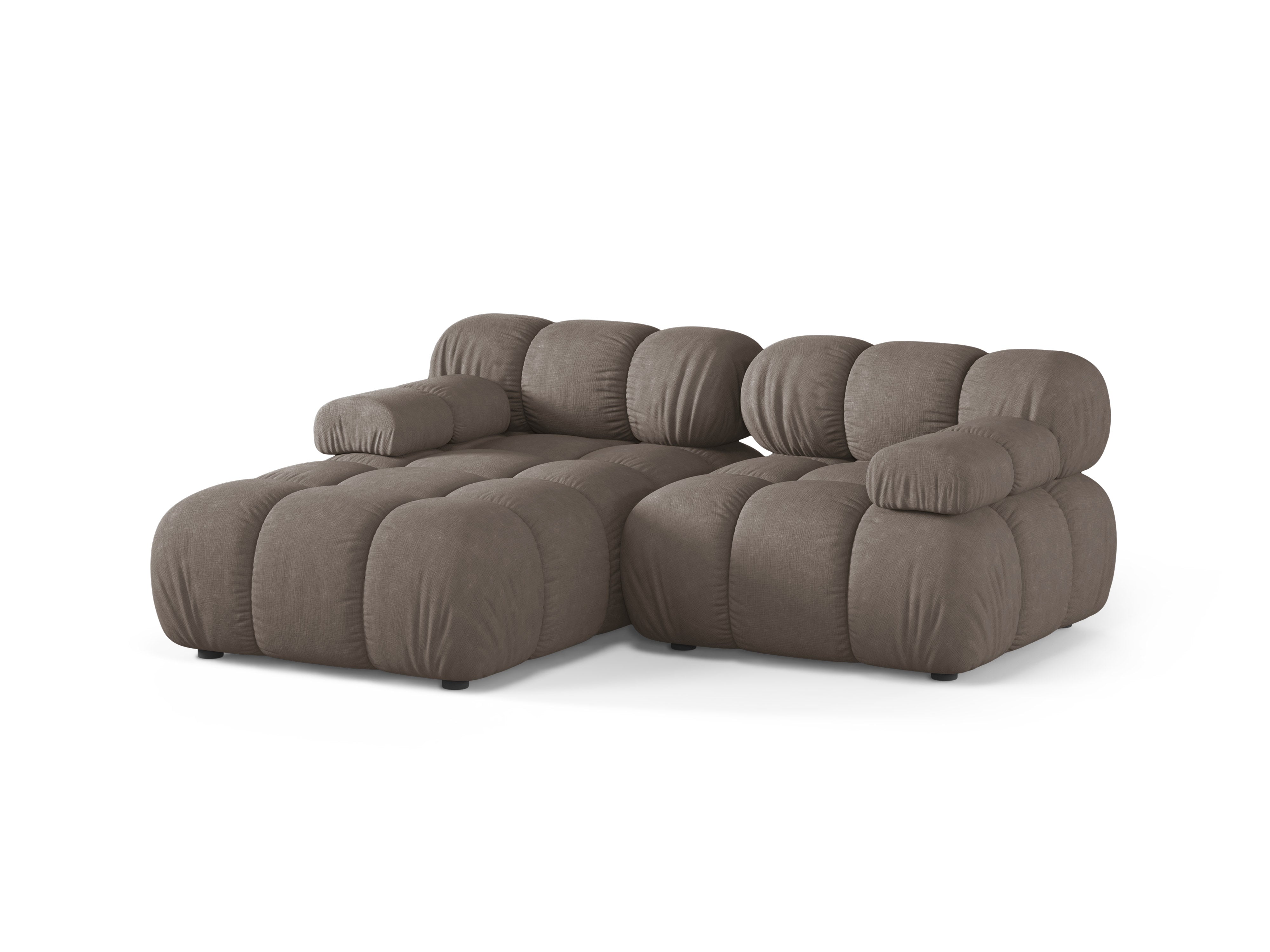 Zweisitzer-Ecksofa BELLIS in dunklem Cappuccino, linksseitig.