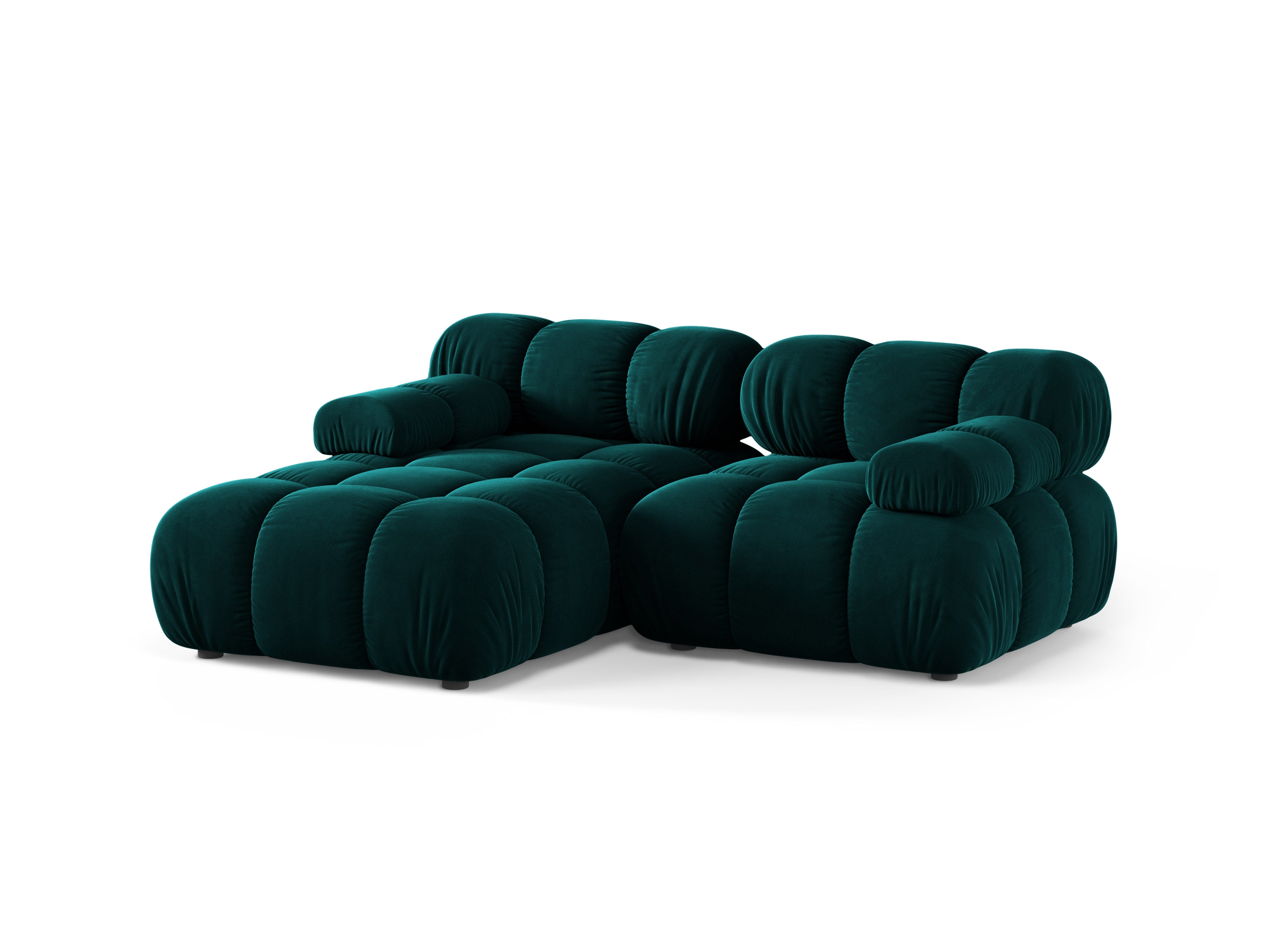 Zweisitzer-Ecksofa BELLIS, linksseitig, tiefes Petrol-Velours