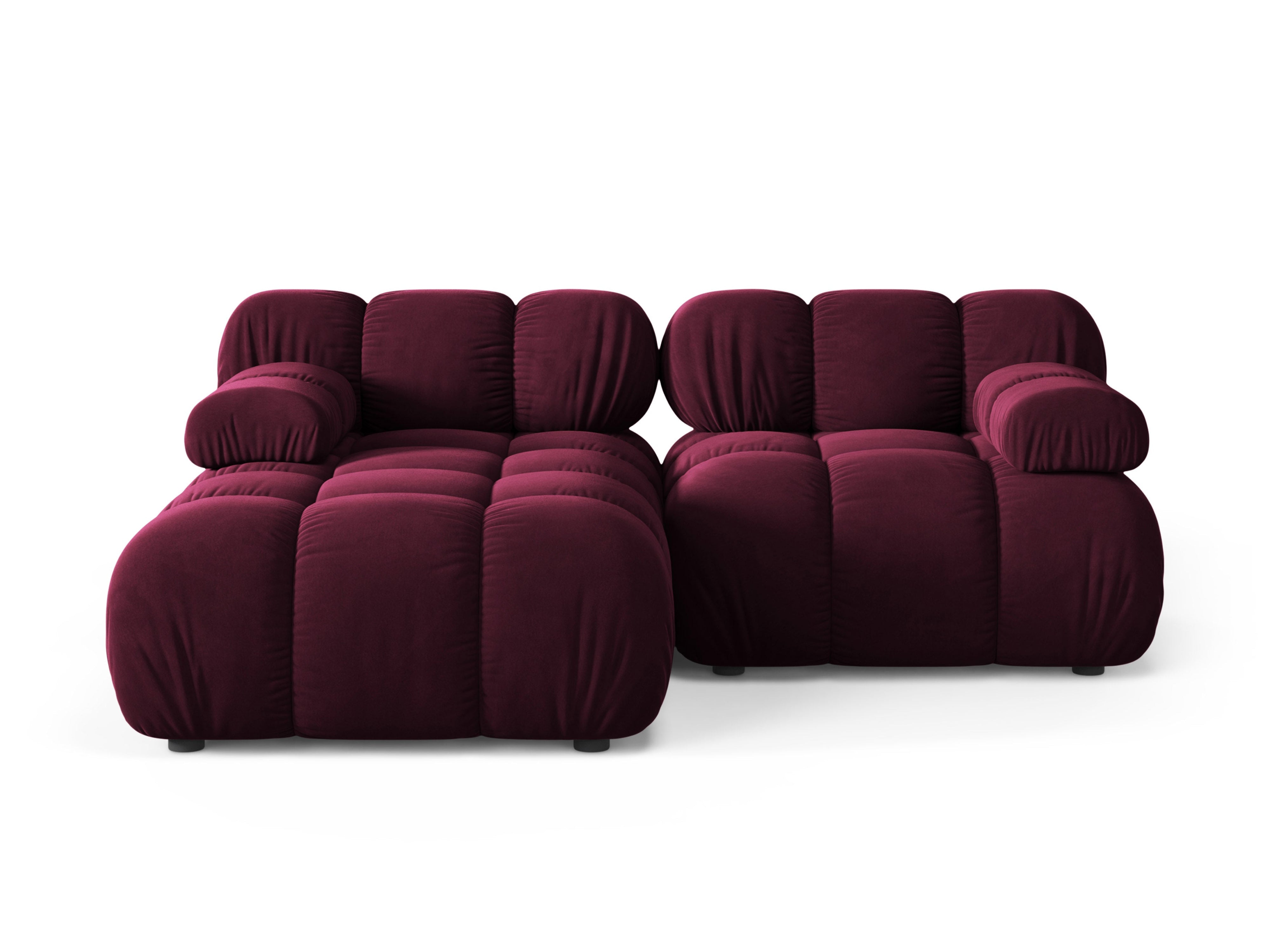 Zweisitzer-Ecksofa links BELLIS burgunderfarbener Samt