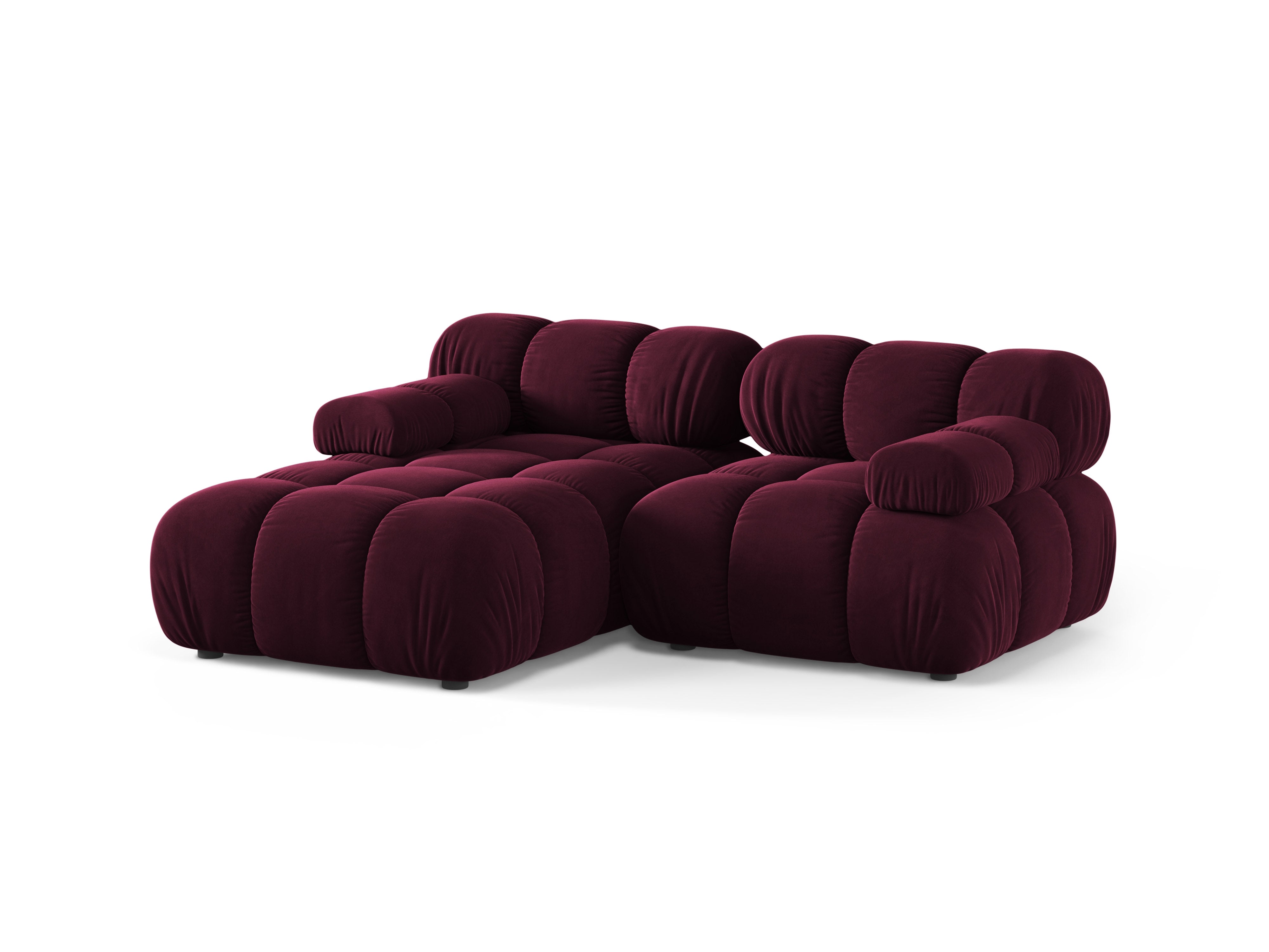 Zweisitzer-Ecksofa links BELLIS burgunderfarbener Samt