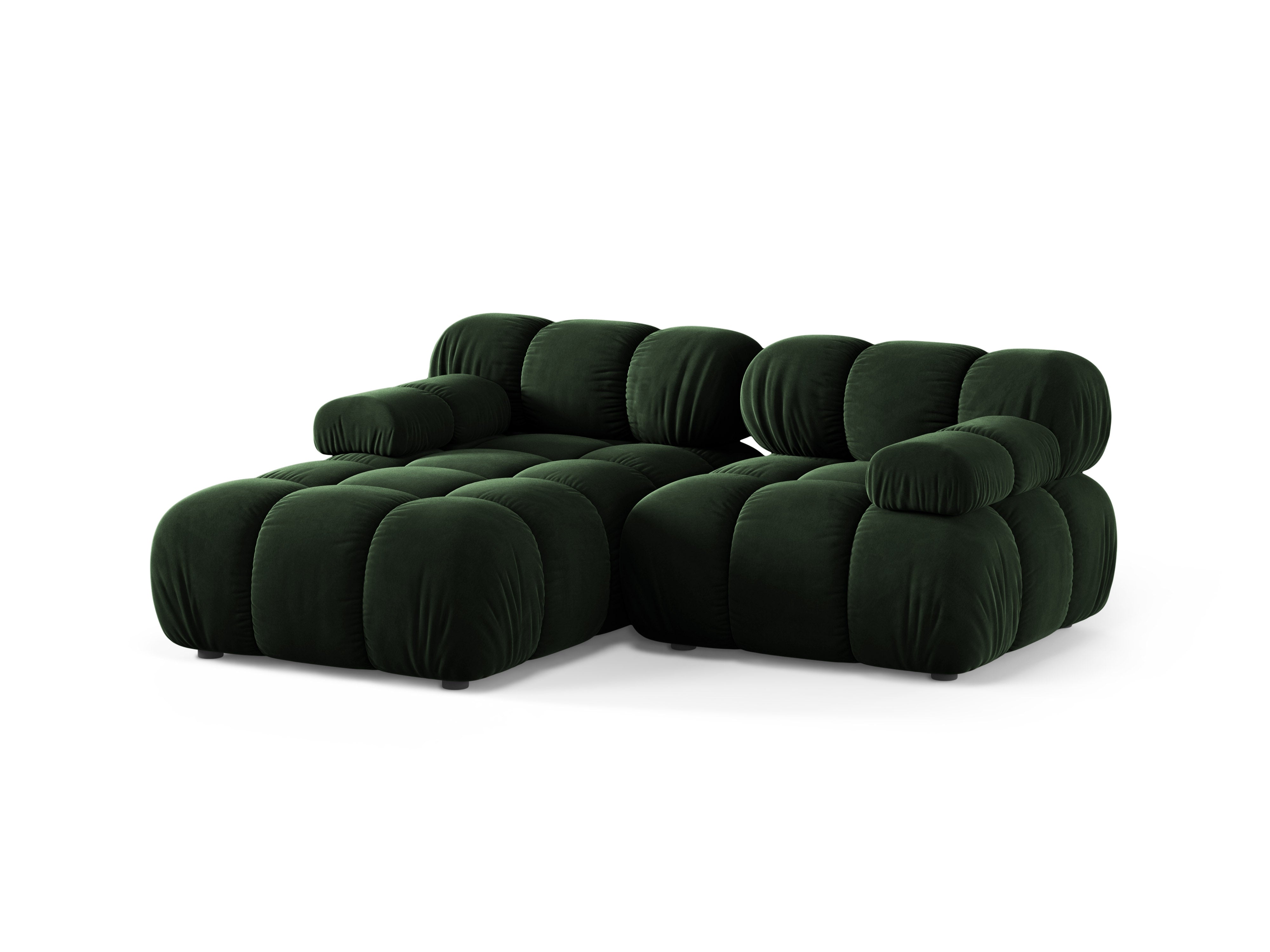 Zweisitzer-Ecksofa links BELLIS in Flaschengrün Velours