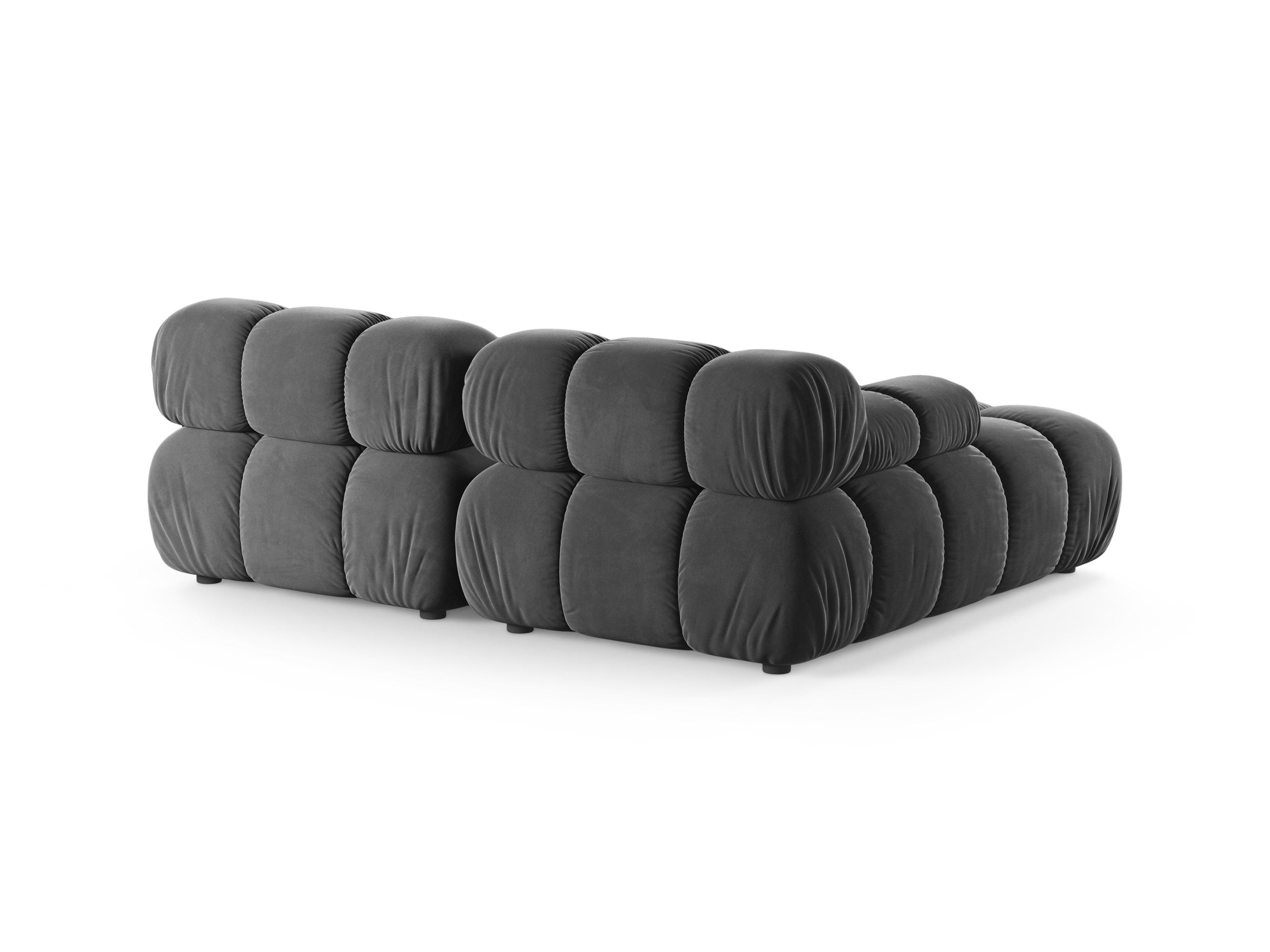 Zweisitzer-Ecksofa BELLIS linksseitig in dunkelgrauem Samt
