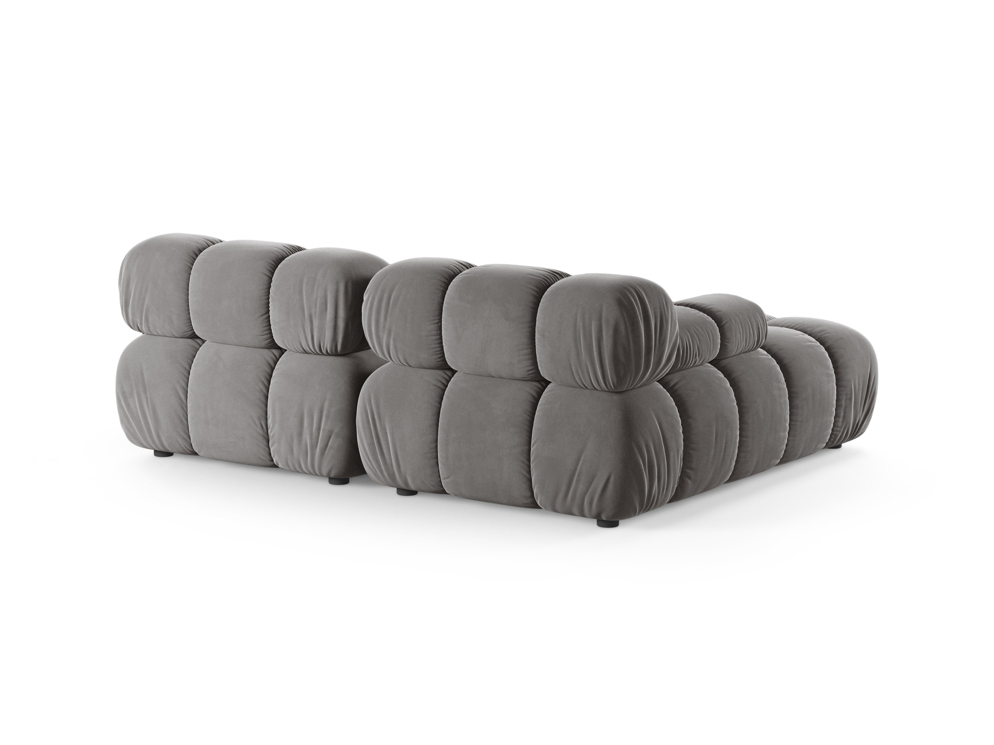 Samt-Ecksofa für zwei Personen, linksseitig, BELLIS in Grau