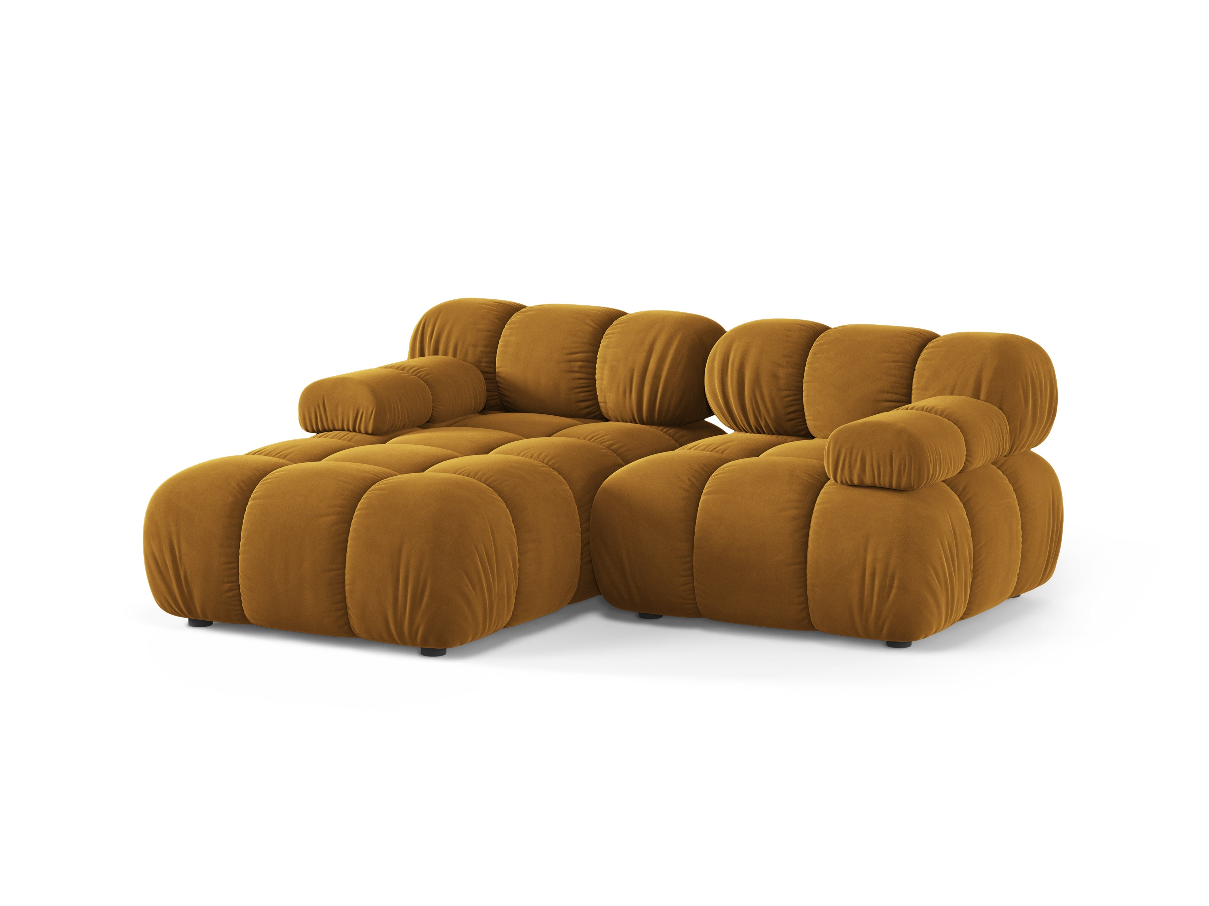 Samt-Ecksofa für 2 Personen, linksseitig, BELLIS in Senfgelb