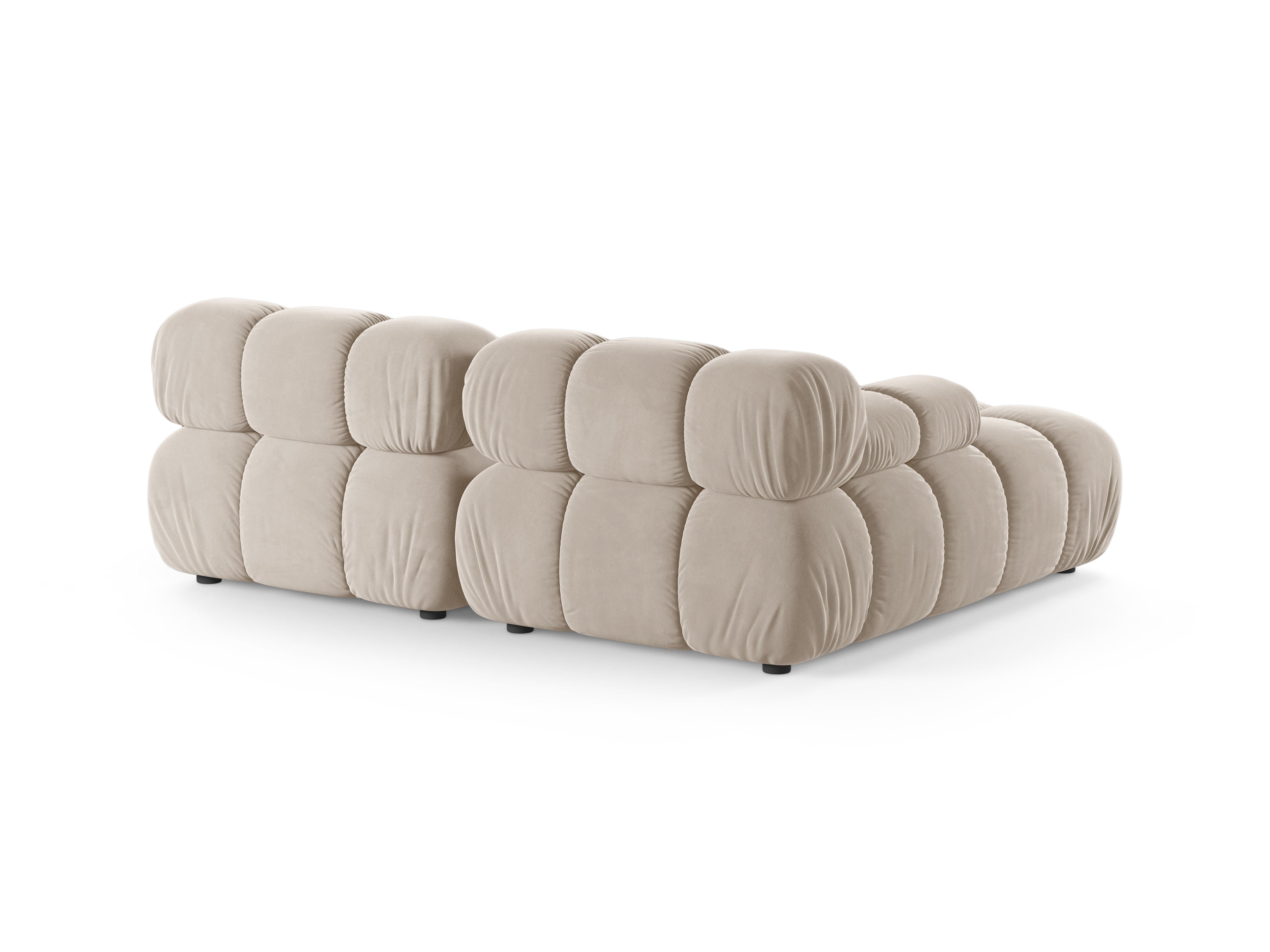 Beiger, linksseitiger, 2-sitziger Samt-Ecksofa BELLIS