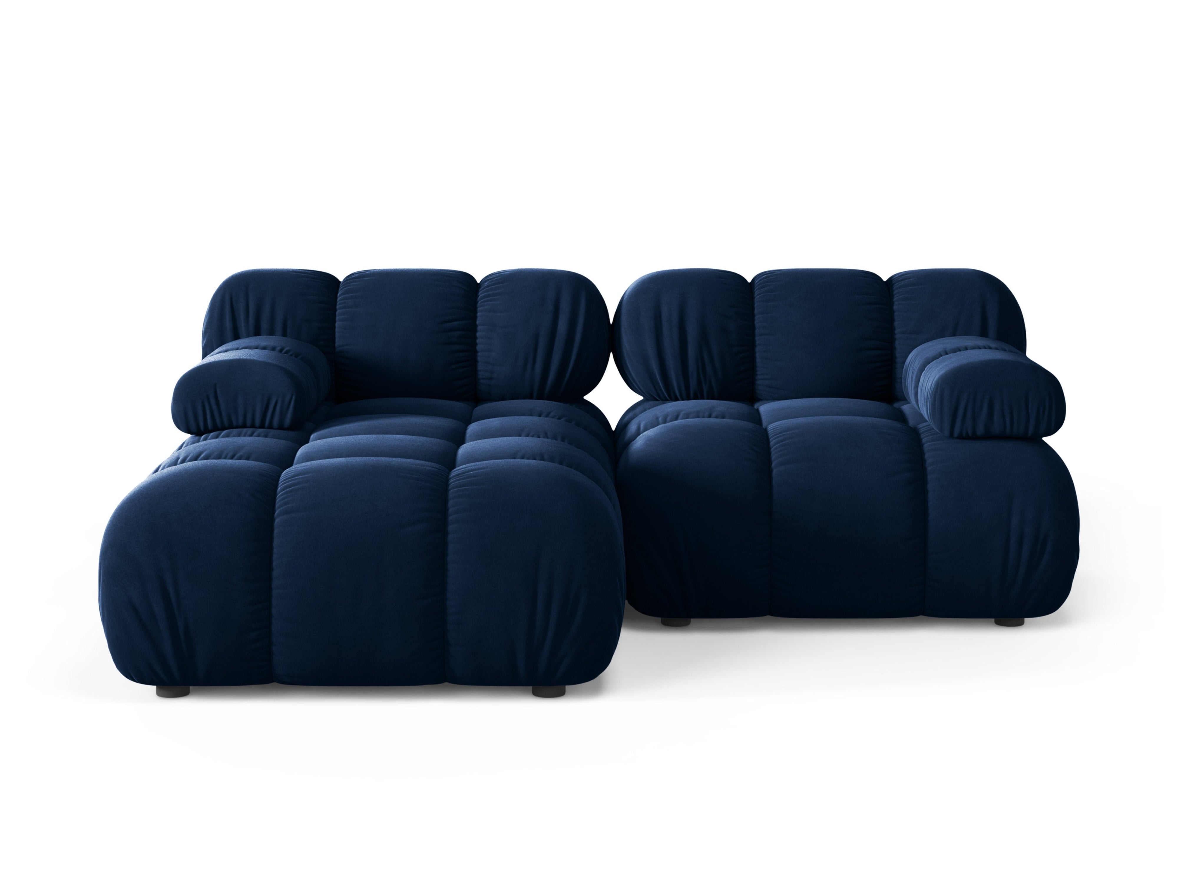 Samt-Ecksofa für zwei Personen, linksseitig, BELLIS in königsblau.