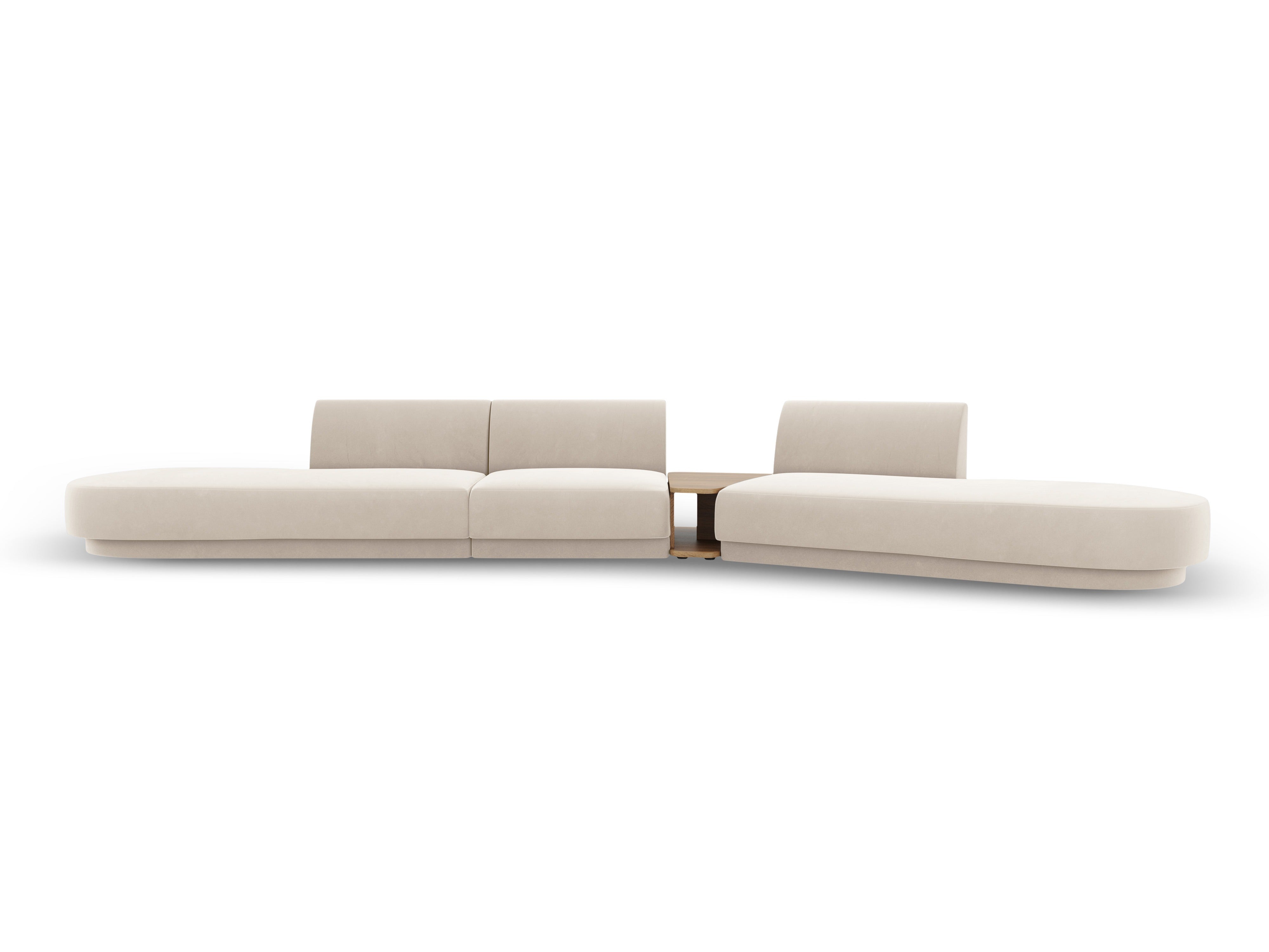 Modularsofa rechts mit Tisch, 5-sitzig, samt MILEY, hellbeige