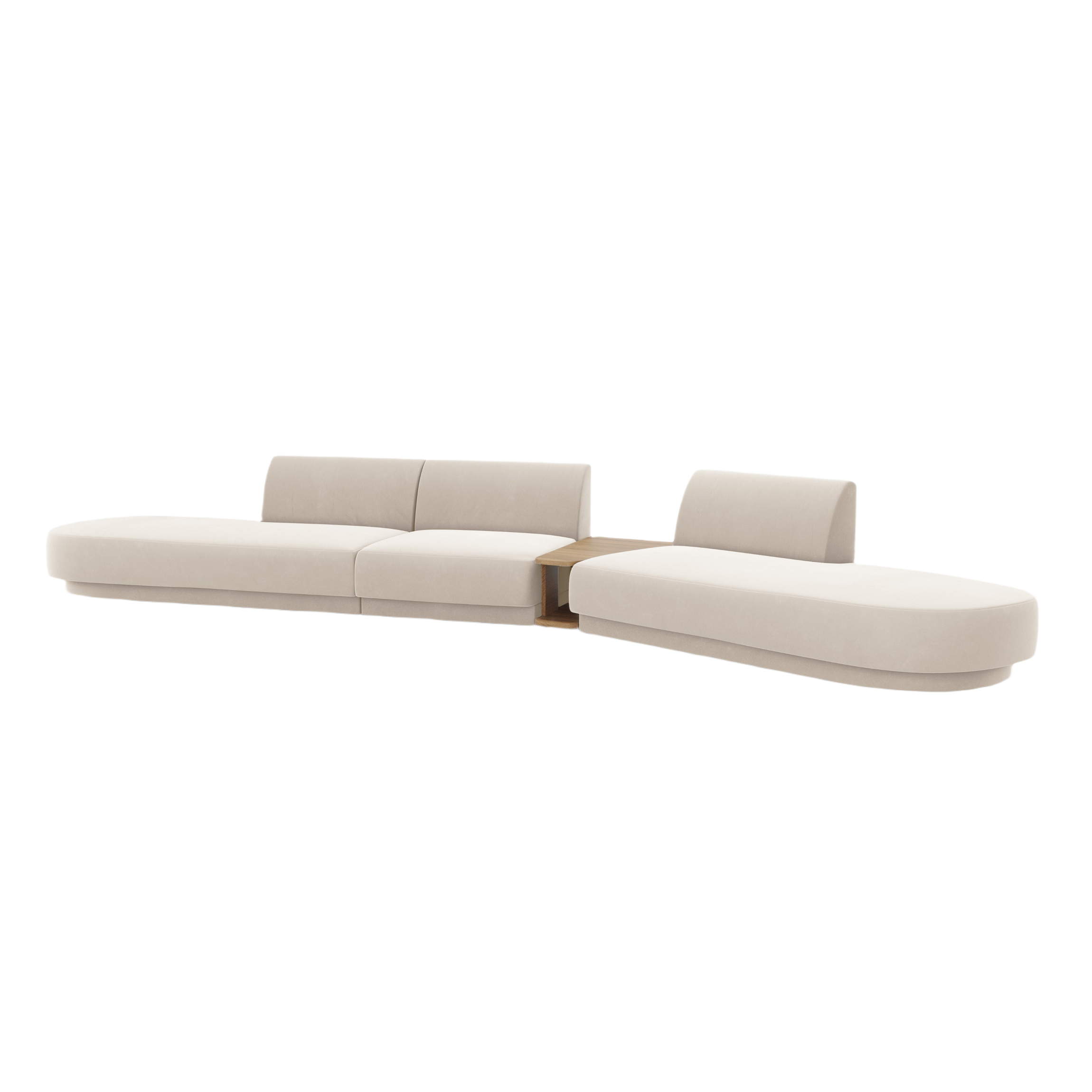 Modularsofa rechts mit Tisch, 5-sitzig, samt MILEY, hellbeige