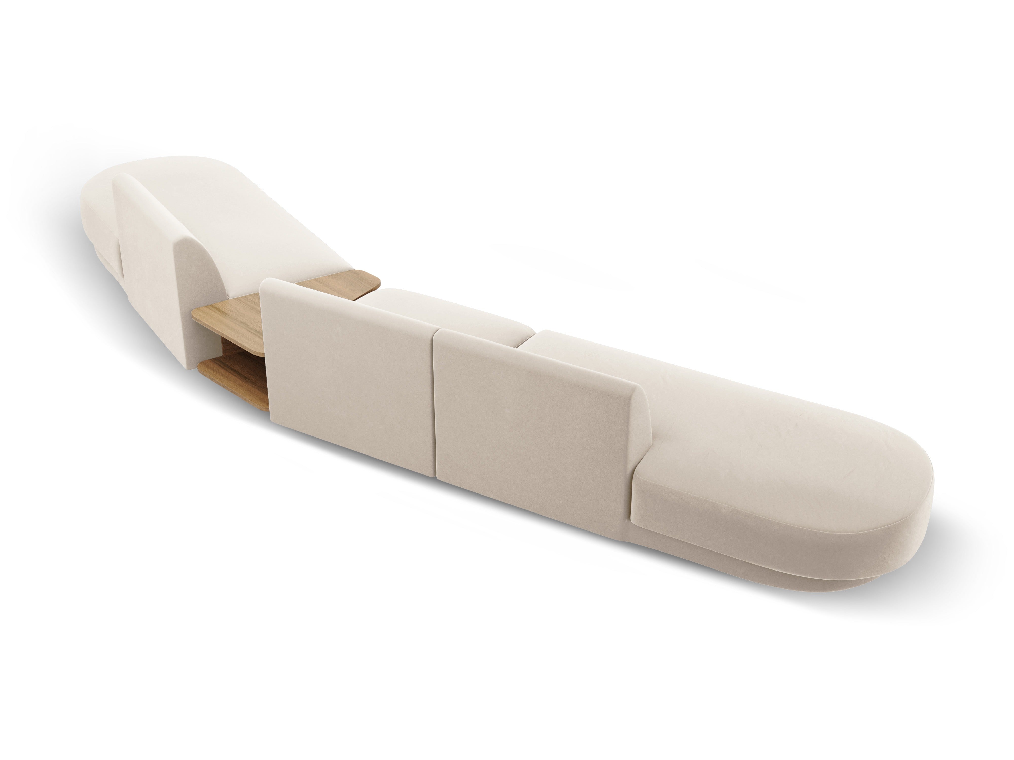 Modularsofa rechts mit Tisch, 5-sitzig, samt MILEY, hellbeige