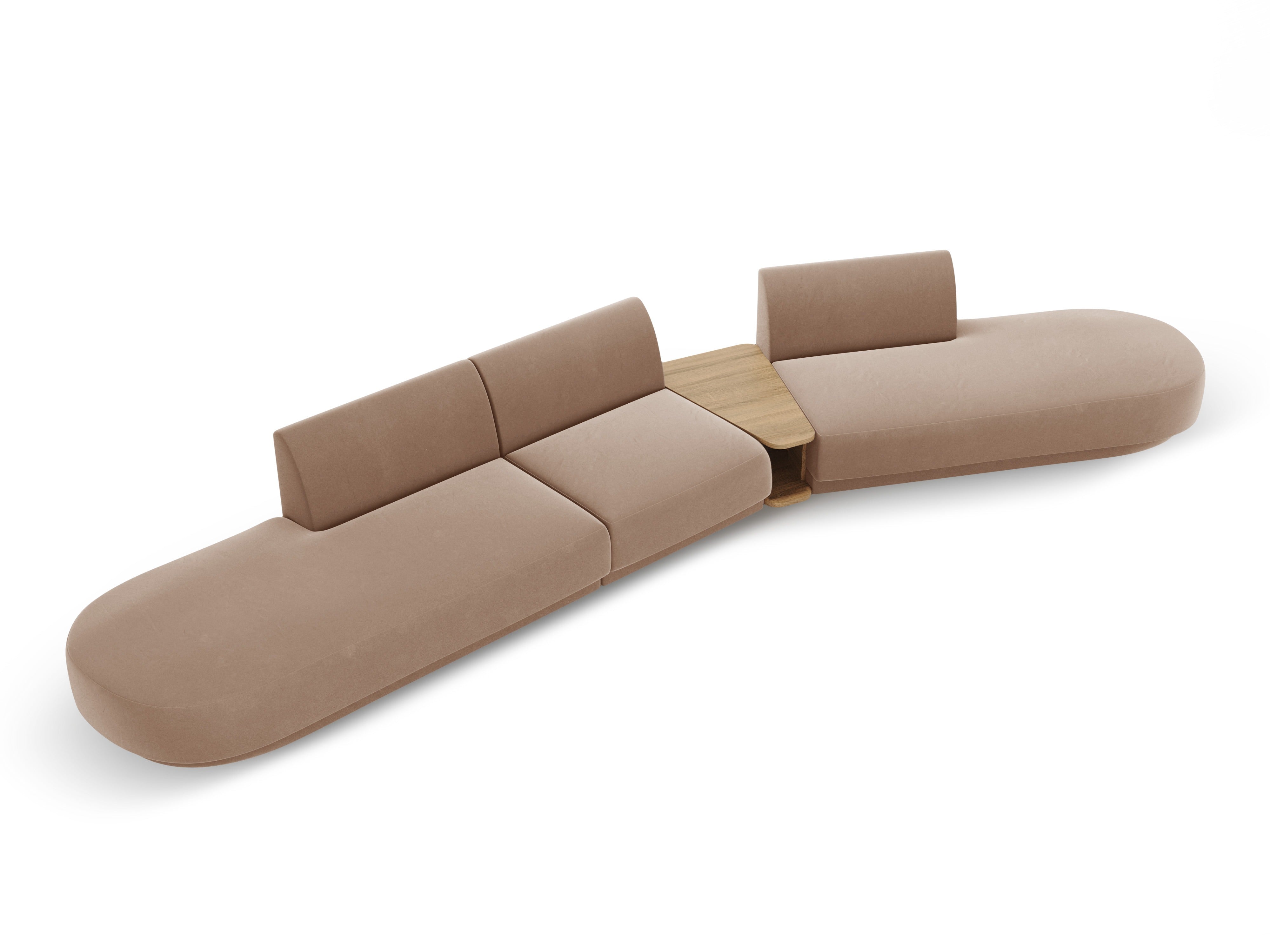 Modularsofa rechtsseitig mit Tisch, 5-sitzig, samt MILEY cappuccino
