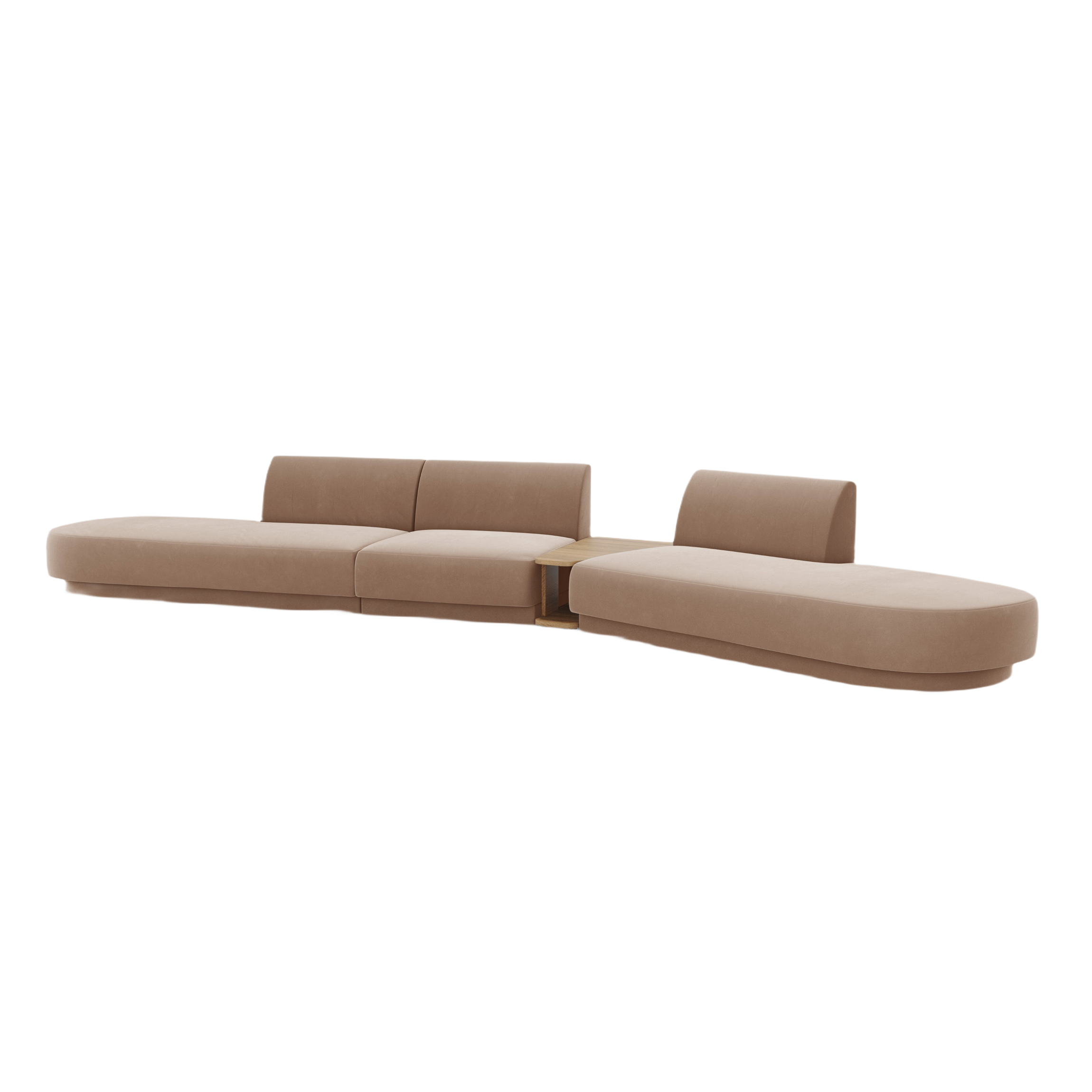 Modularsofa rechtsseitig mit Tisch, 5-sitzig, samt MILEY cappuccino