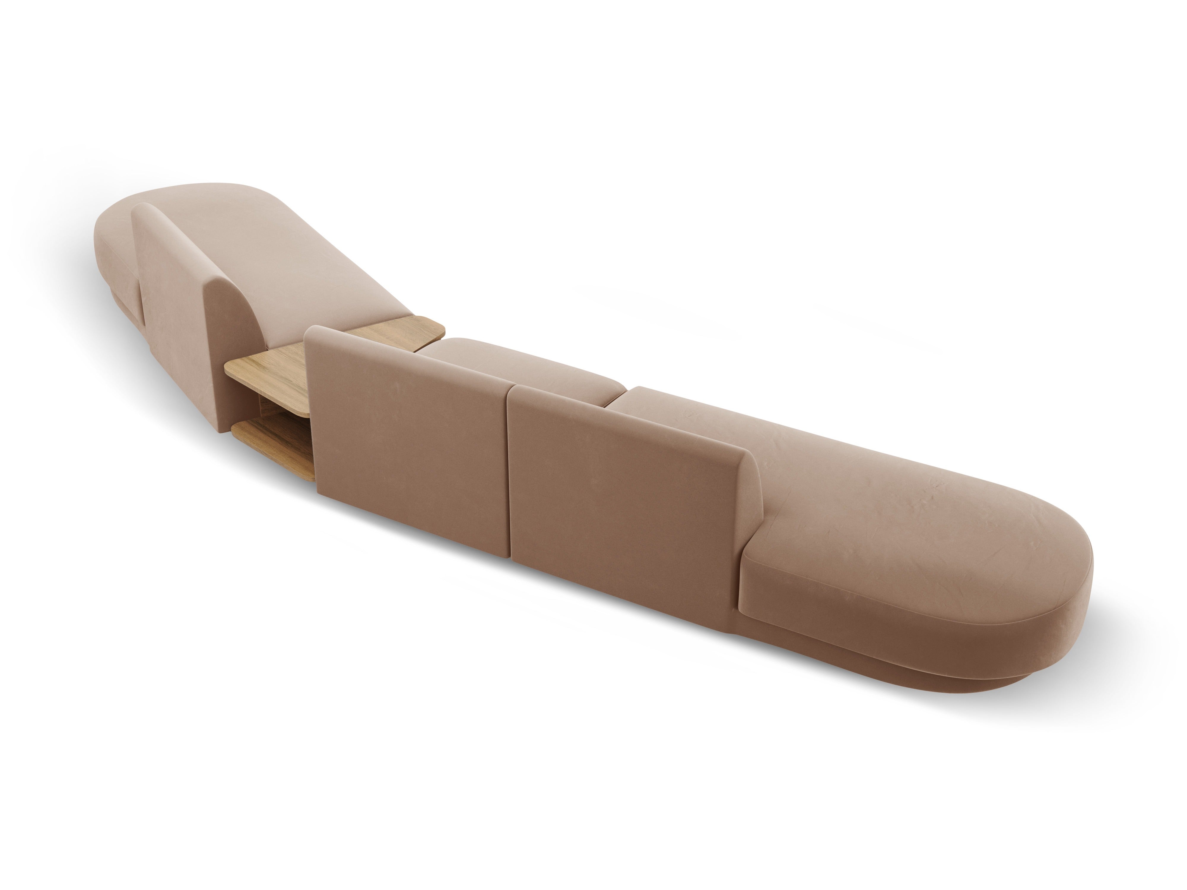 Modularsofa rechtsseitig mit Tisch, 5-sitzig, samt MILEY cappuccino