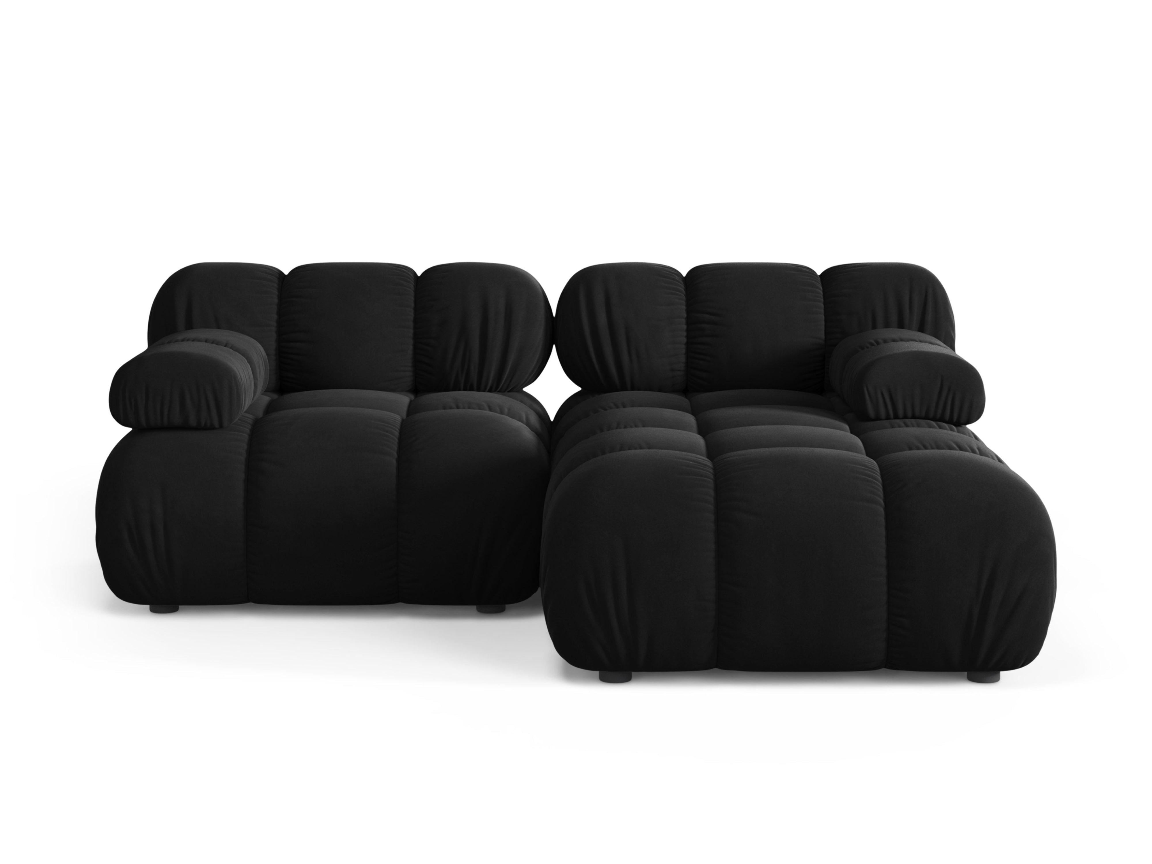 Samt-Ecksofa für zwei Personen, rechtsseitig, BELLIS in Schwarz